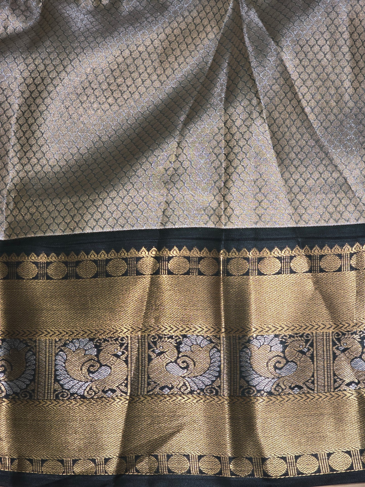 Women Peach Tissue Silk Semi Stitched Half Saree Set