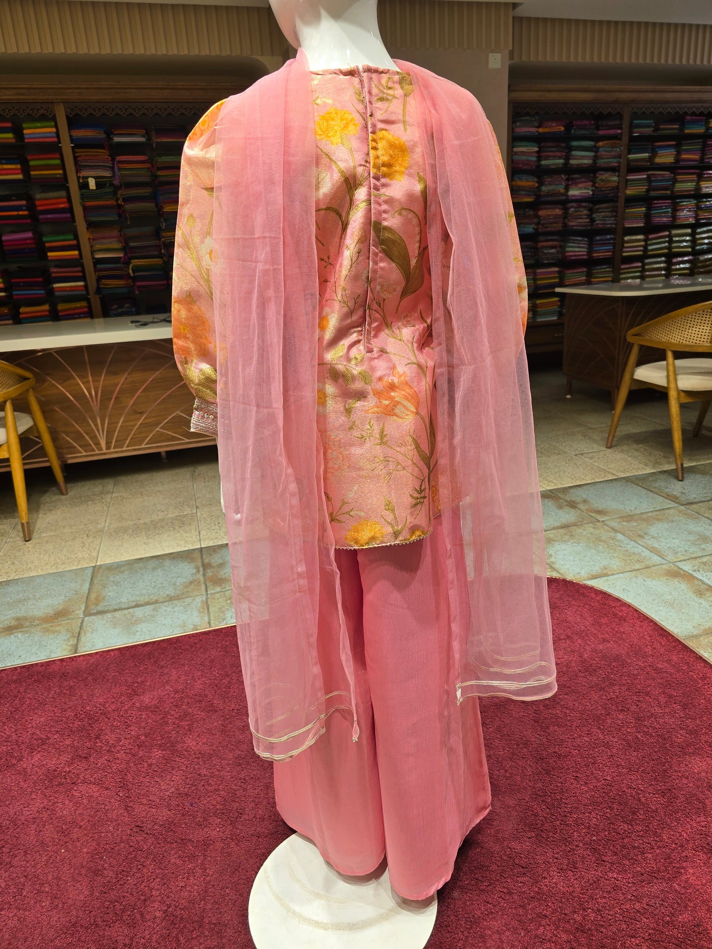 Baby Pink Printed Palazzo Set for Girls