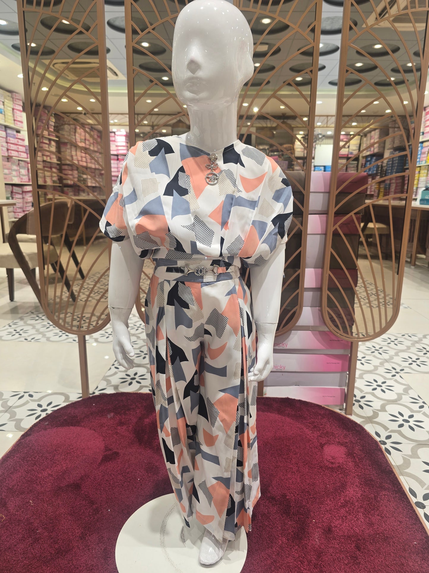 Girls White Chiffon Butterfly Top Plazo Set