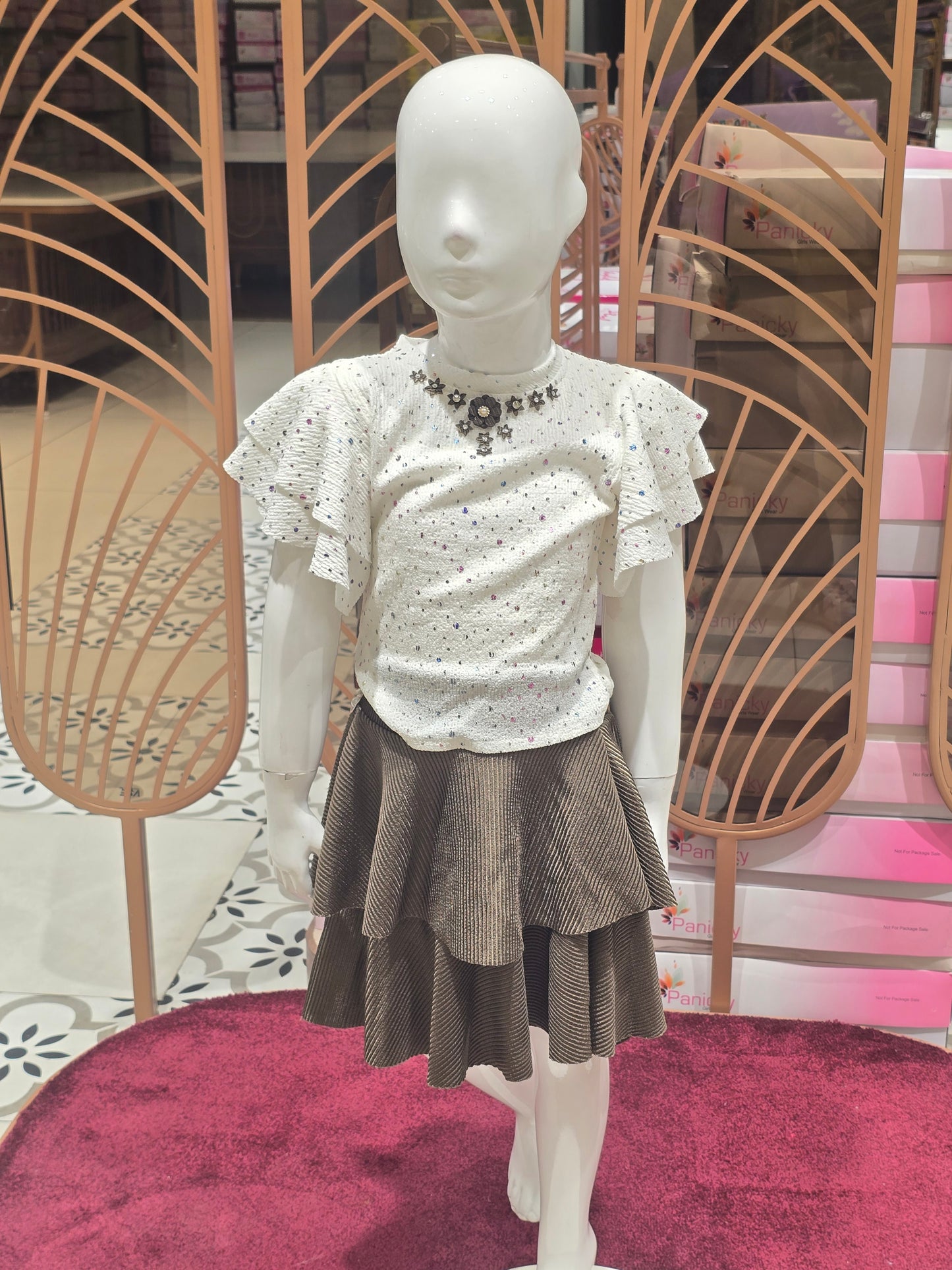 Girls Corduroy Midi Dress and Top Set