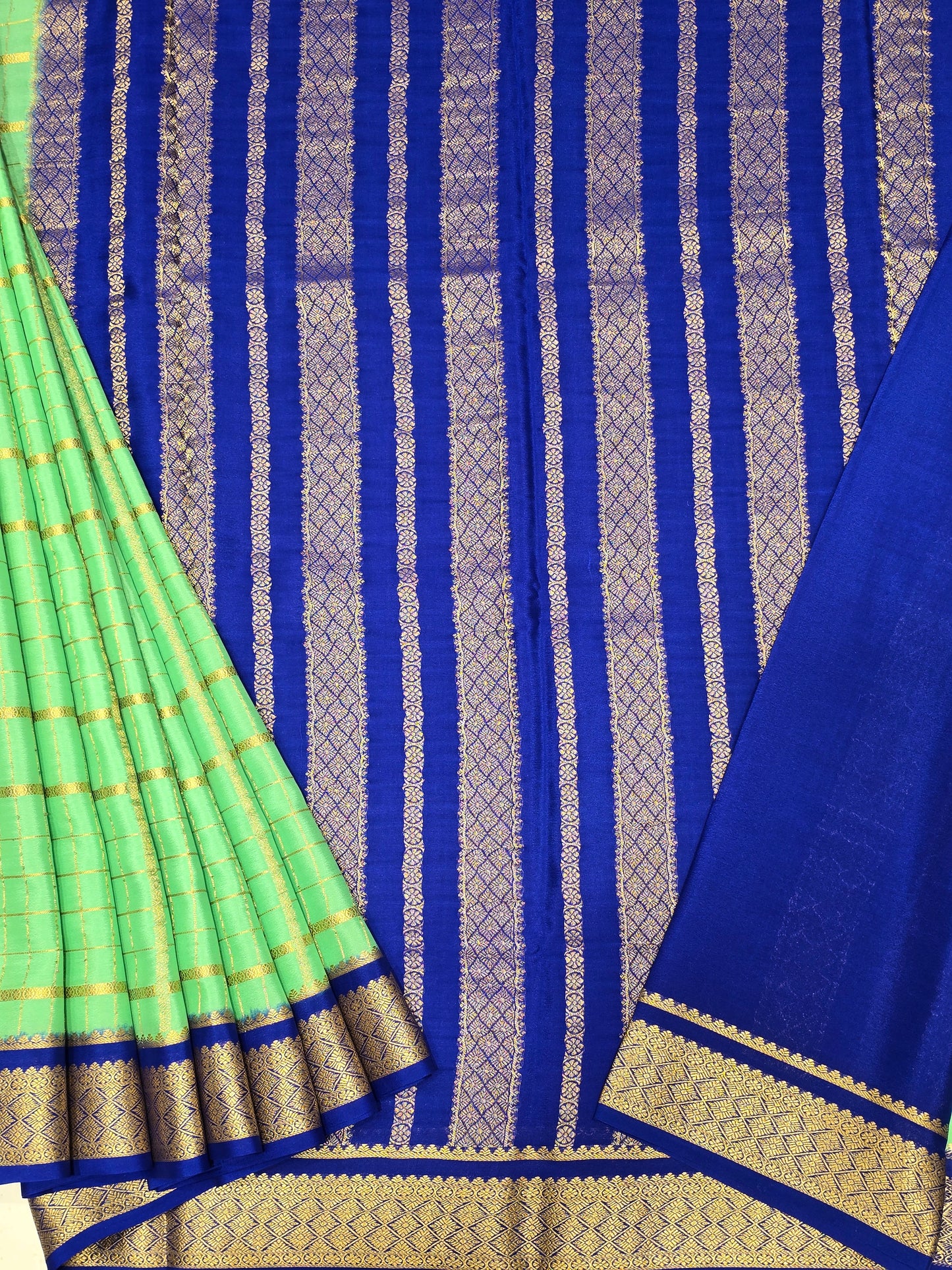Pista Green Pure Mysore Crepe Silk Saree