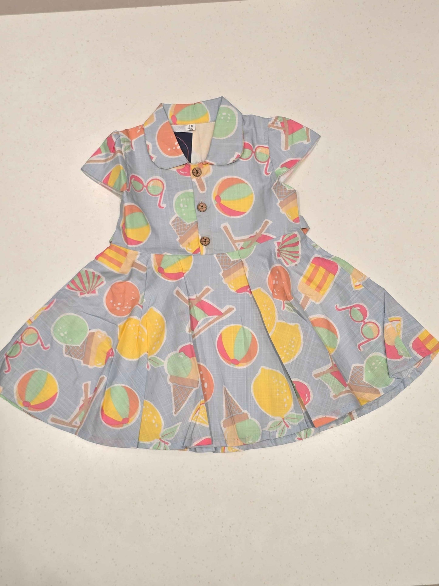 light blue cotton casual summer dress/frock for young girls