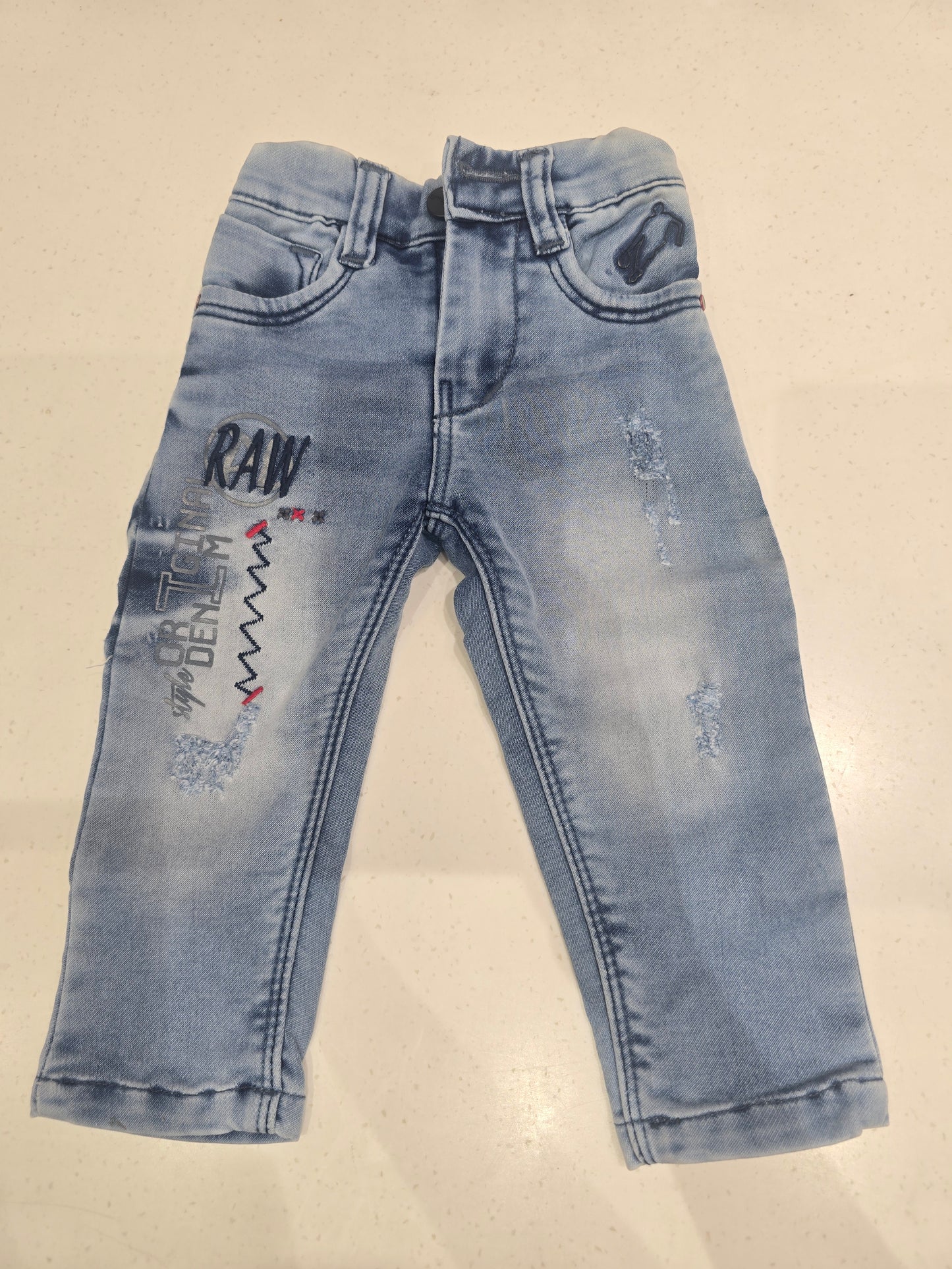 Denim material sky blue jeans for little boy