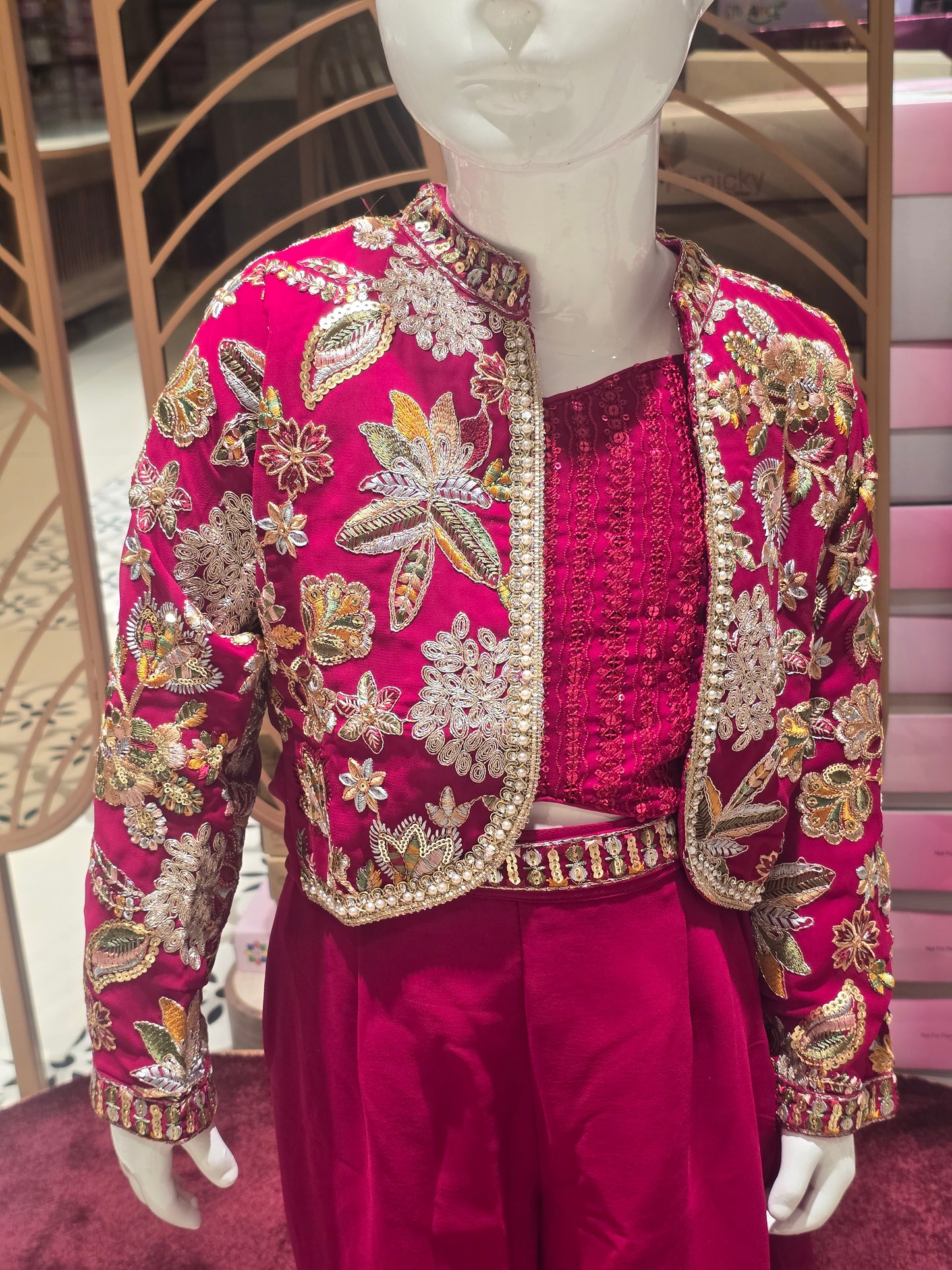 Red Chiffon Sharara Set for Girls