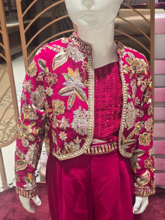 Red Chiffon Sharara Set for Girls