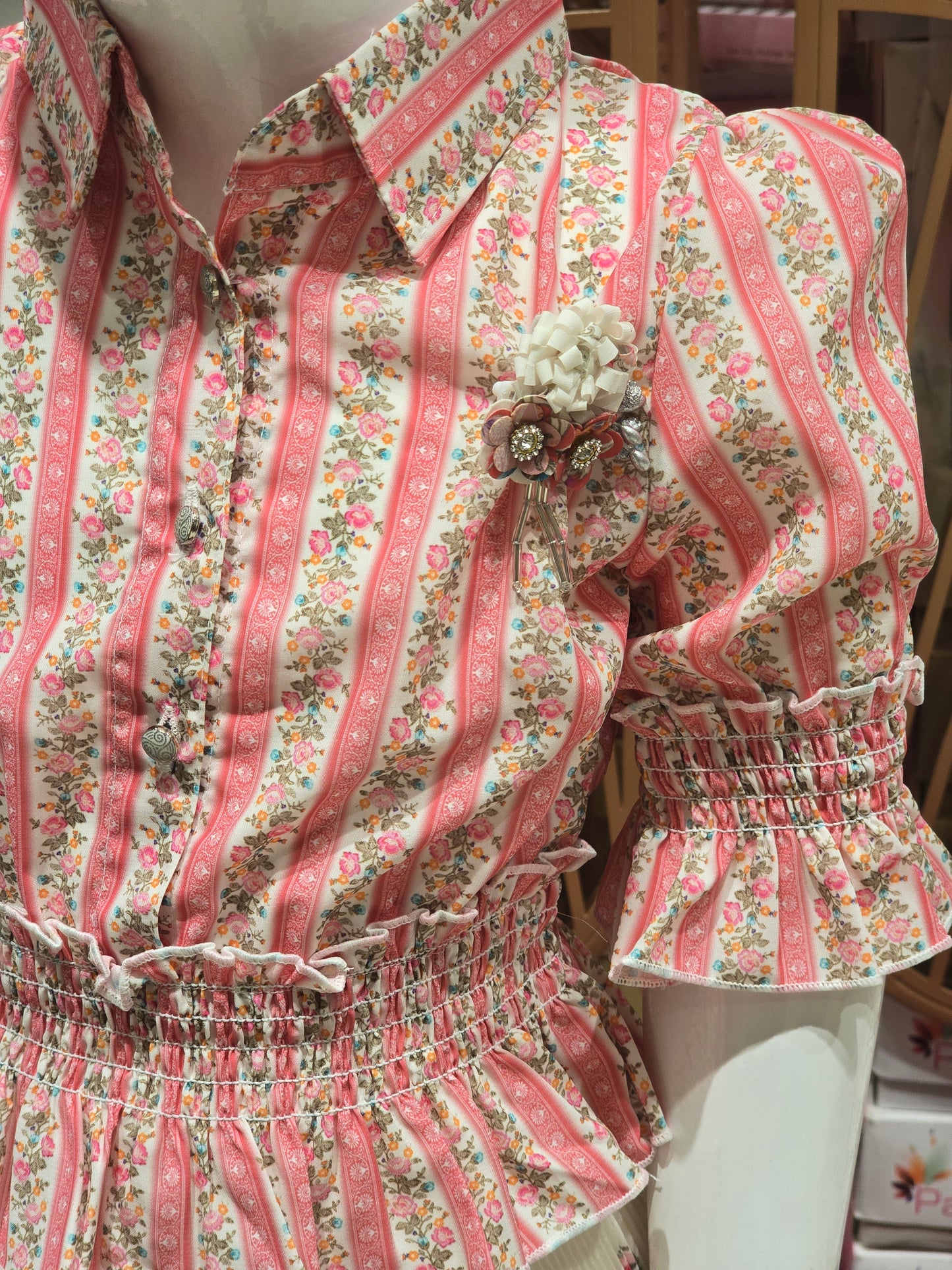 Girls Printed Chiffon Western Dress Set