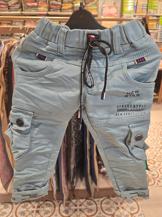 Jeans Cargo for Boys with 6 Pockets & Stitched Pocket Design