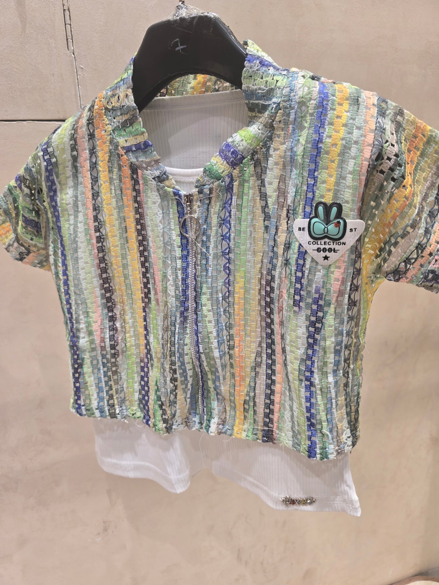 Girl Multi Colour Striped Knitted Western Top