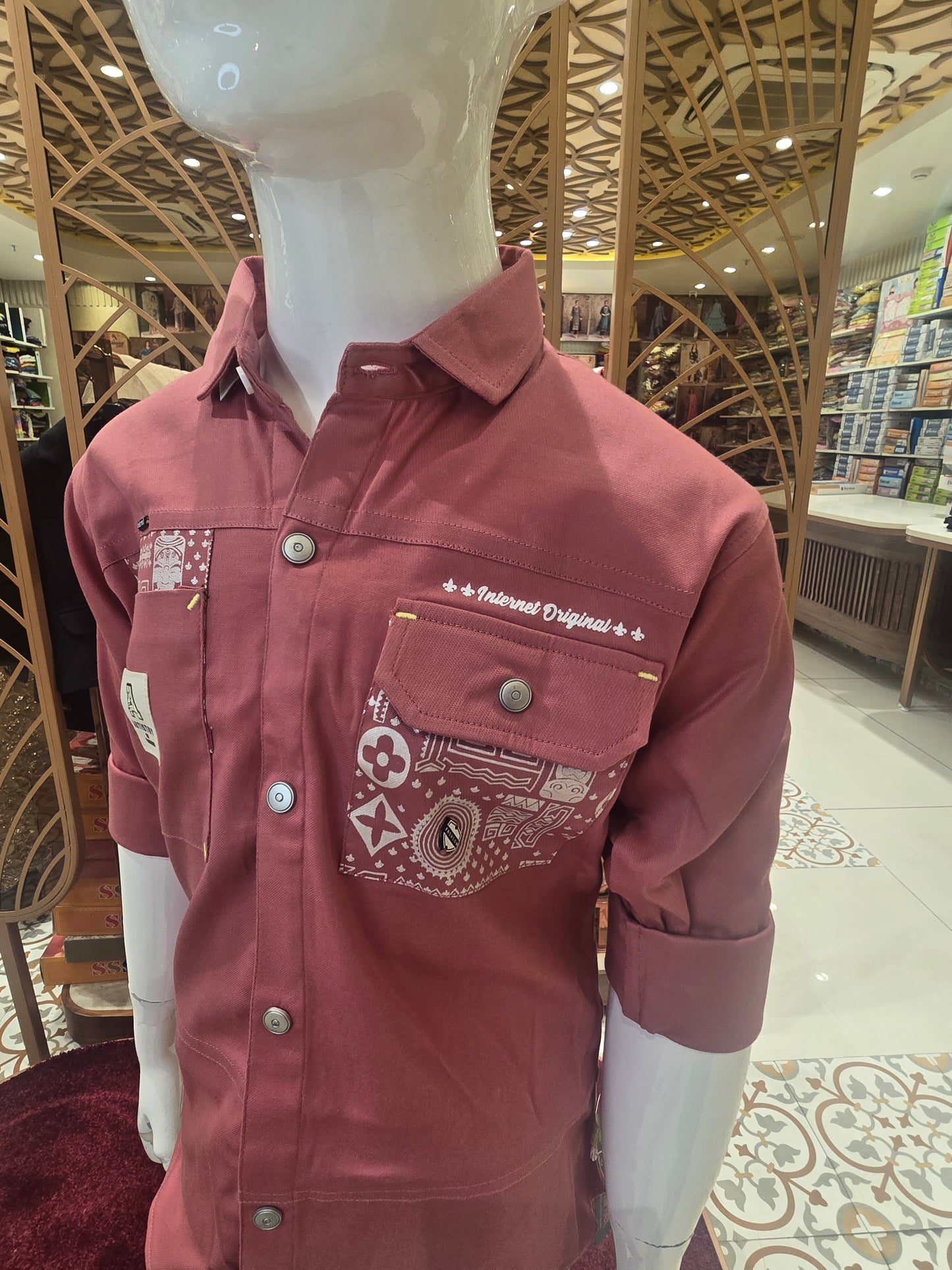 Boys Lycra Cotton Shirt and Pant Set in Onion Pink with Double Pocket Design and Sea Green Pant for Summer Casual Wear