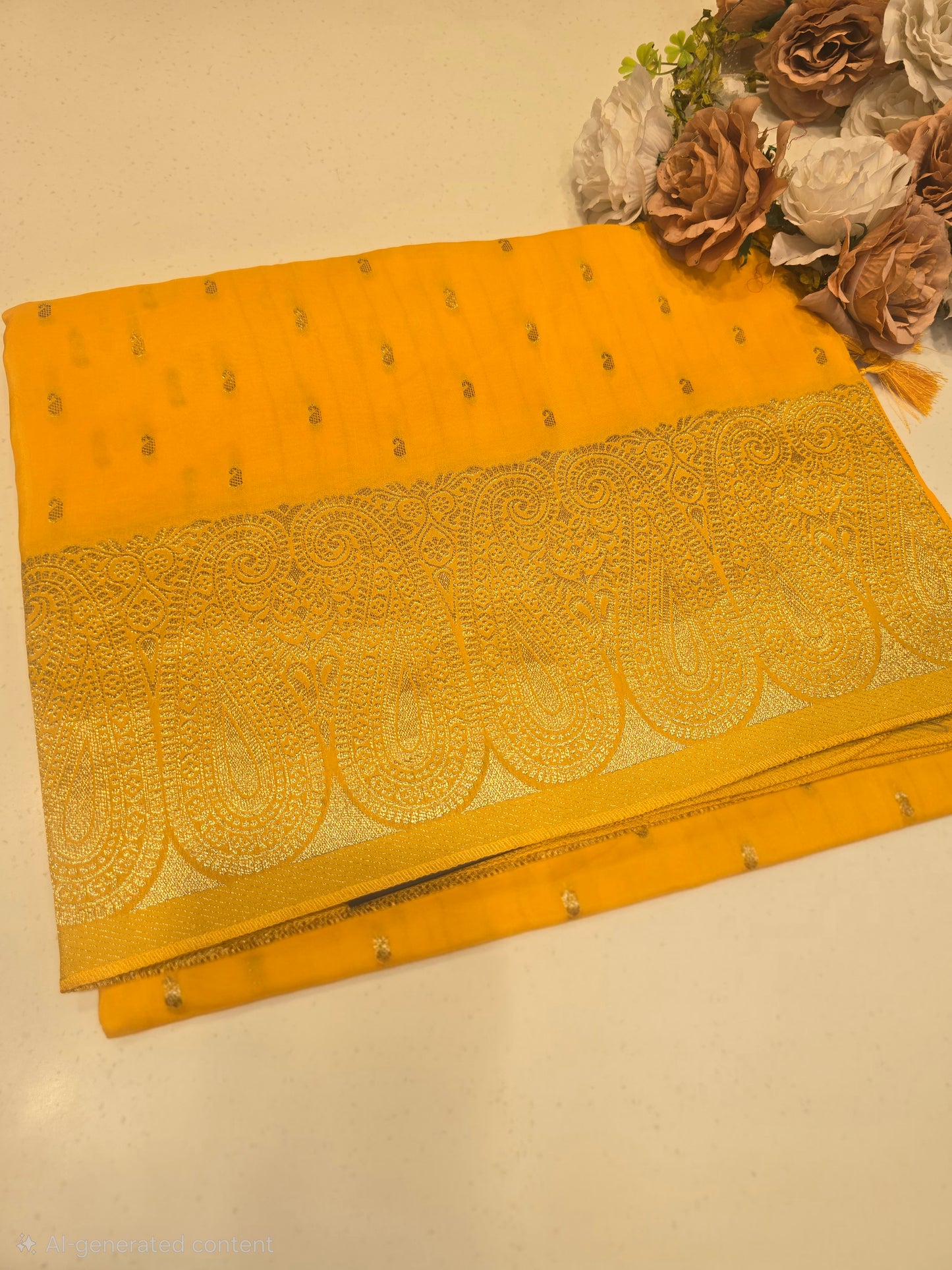 Chinon silk Banarasi border small Butta across the body Festive | party wear