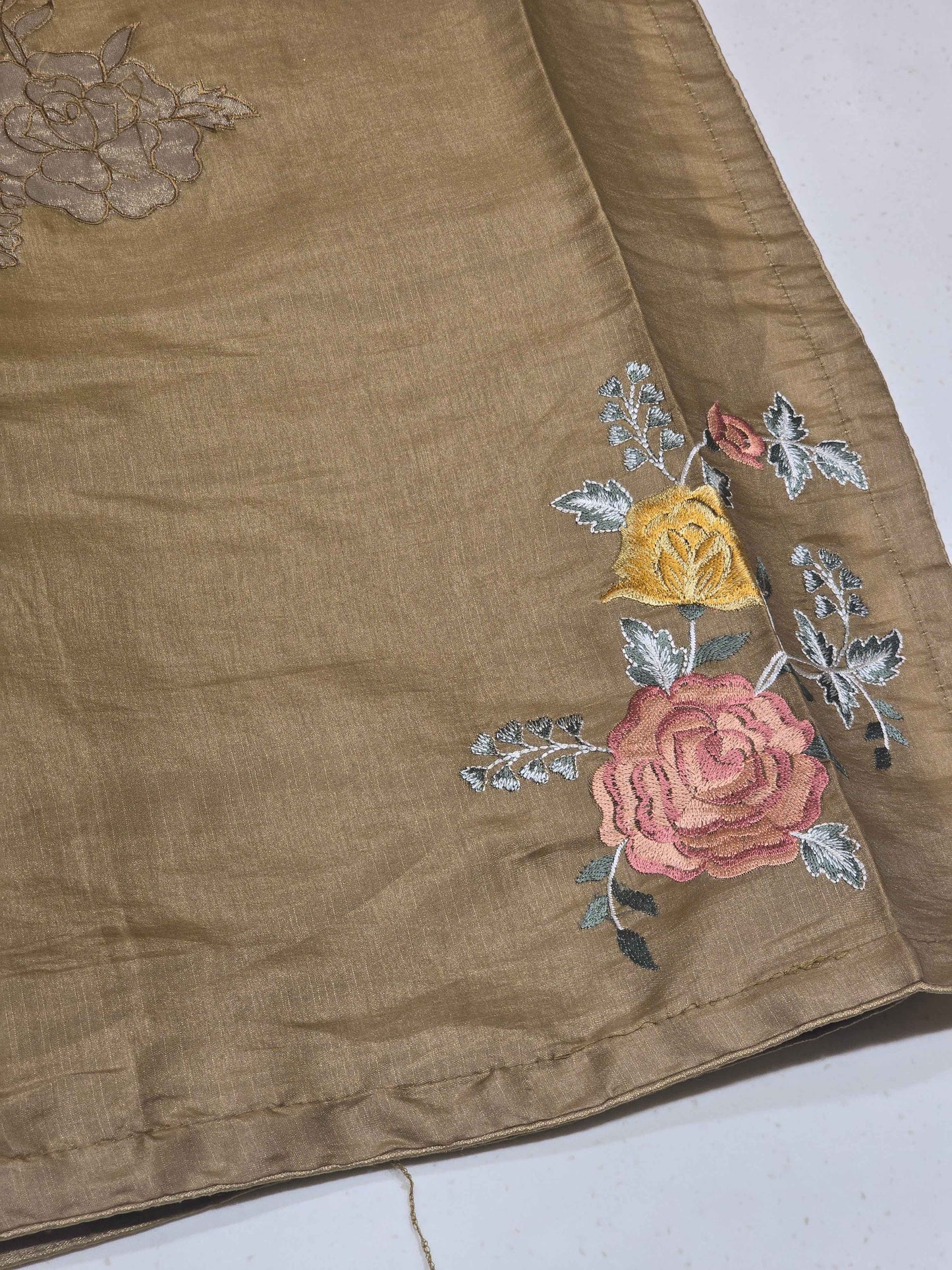 Tussar material multi colour flower designer saree