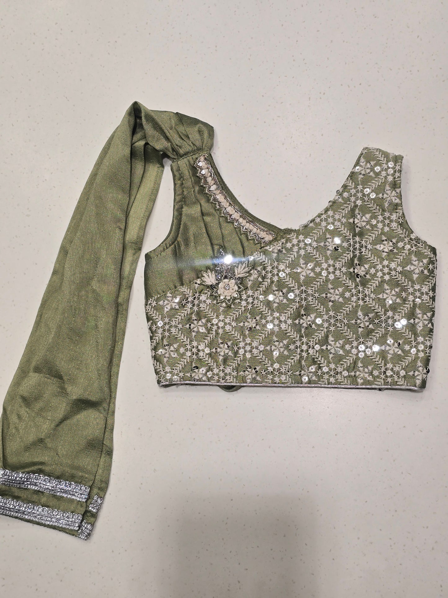 olive or sage green ethnic lehenga choli