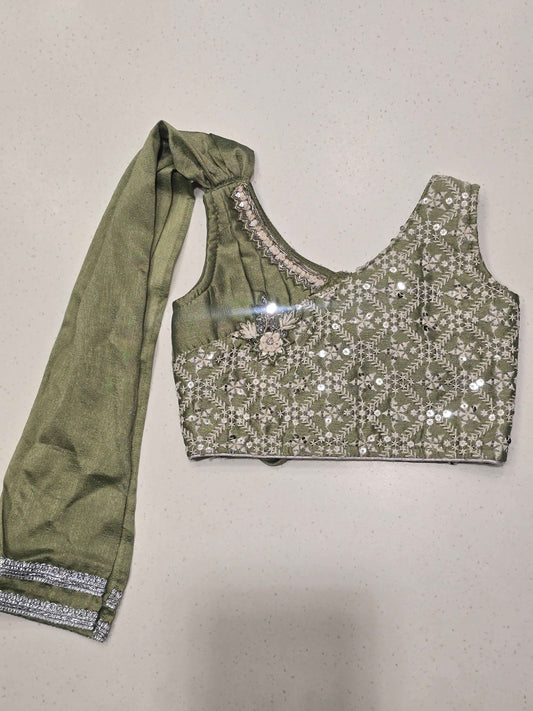 olive or sage green ethnic lehenga choli