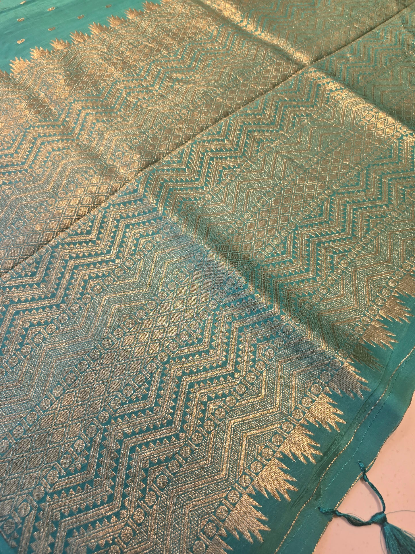 Chinon silk Banarasi border small Butta across the body Festive | party wear