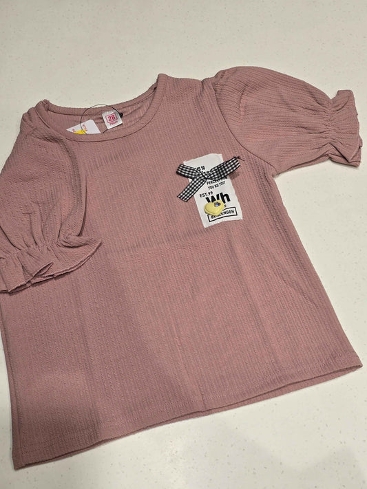 mauve ribbed crew-neck top for girls,