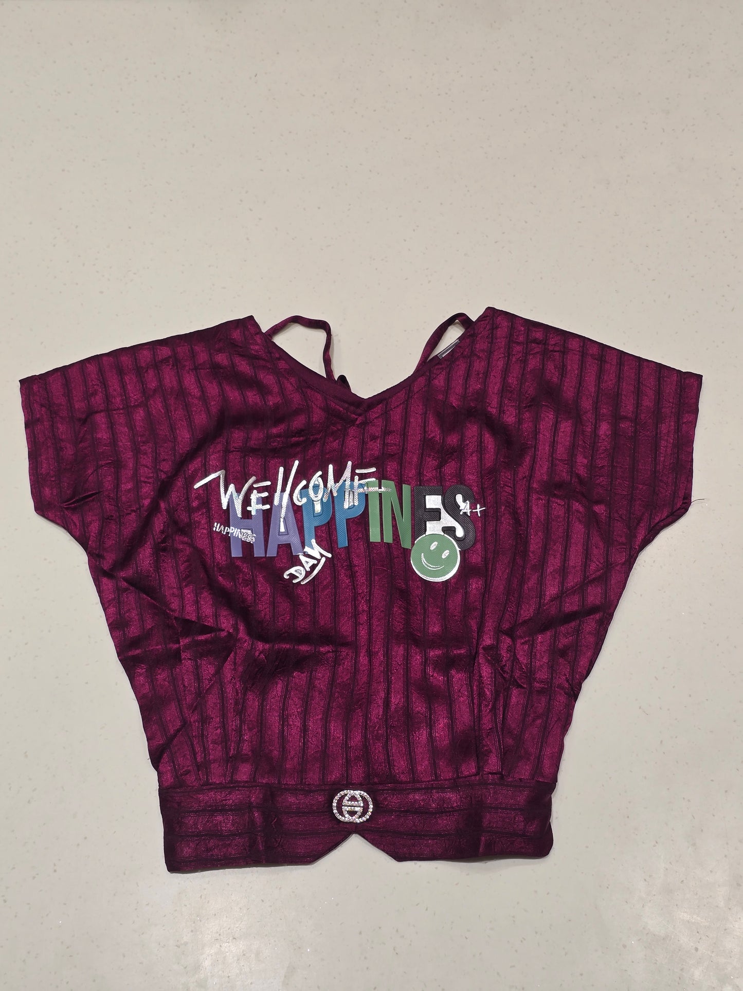 Satin material maroon color butterfly top