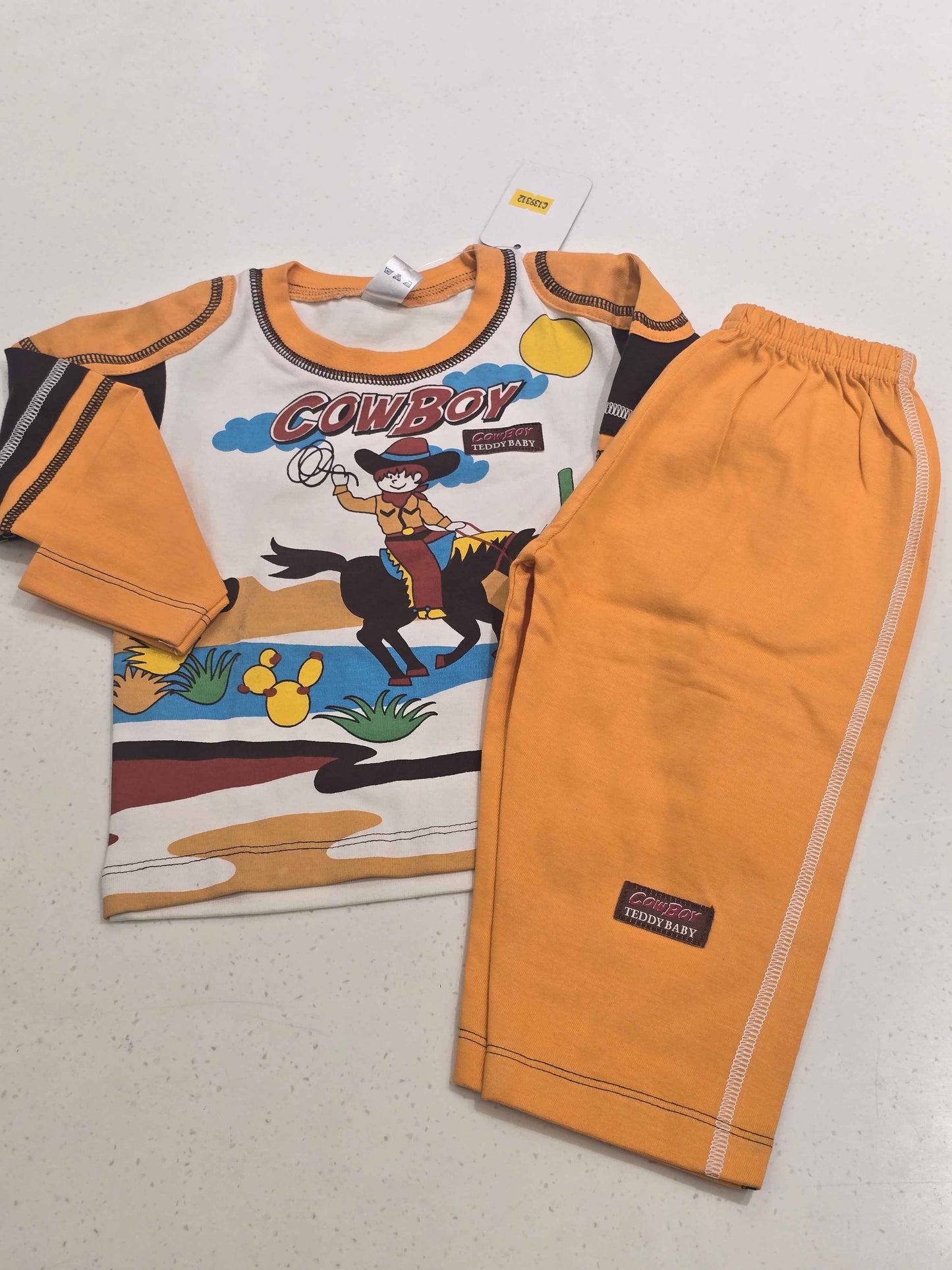 Yellow Cotton T-Shirt & Pant Set for Boys
