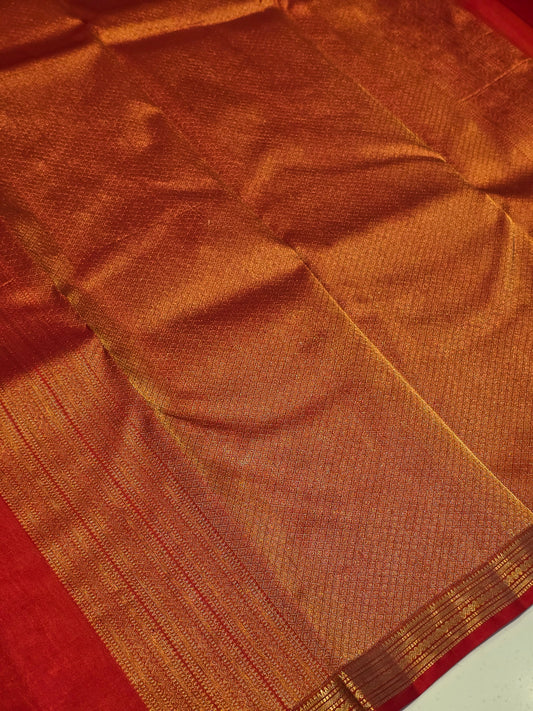 Women Orange Pure Kanjivaram Silk Saree with Fancy Motifs