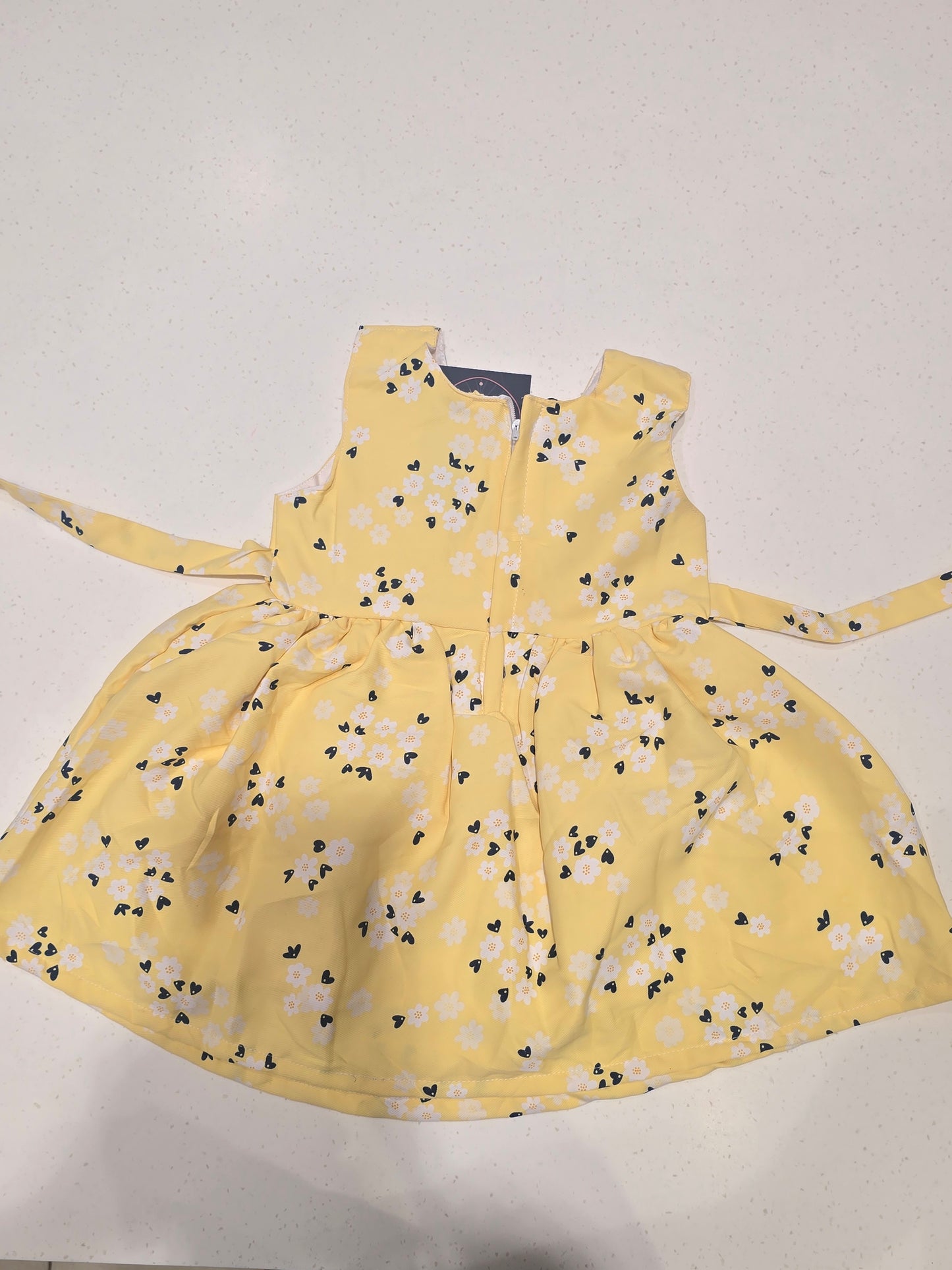 Baby Girl Lemon Yellow Cotton Printed Frock