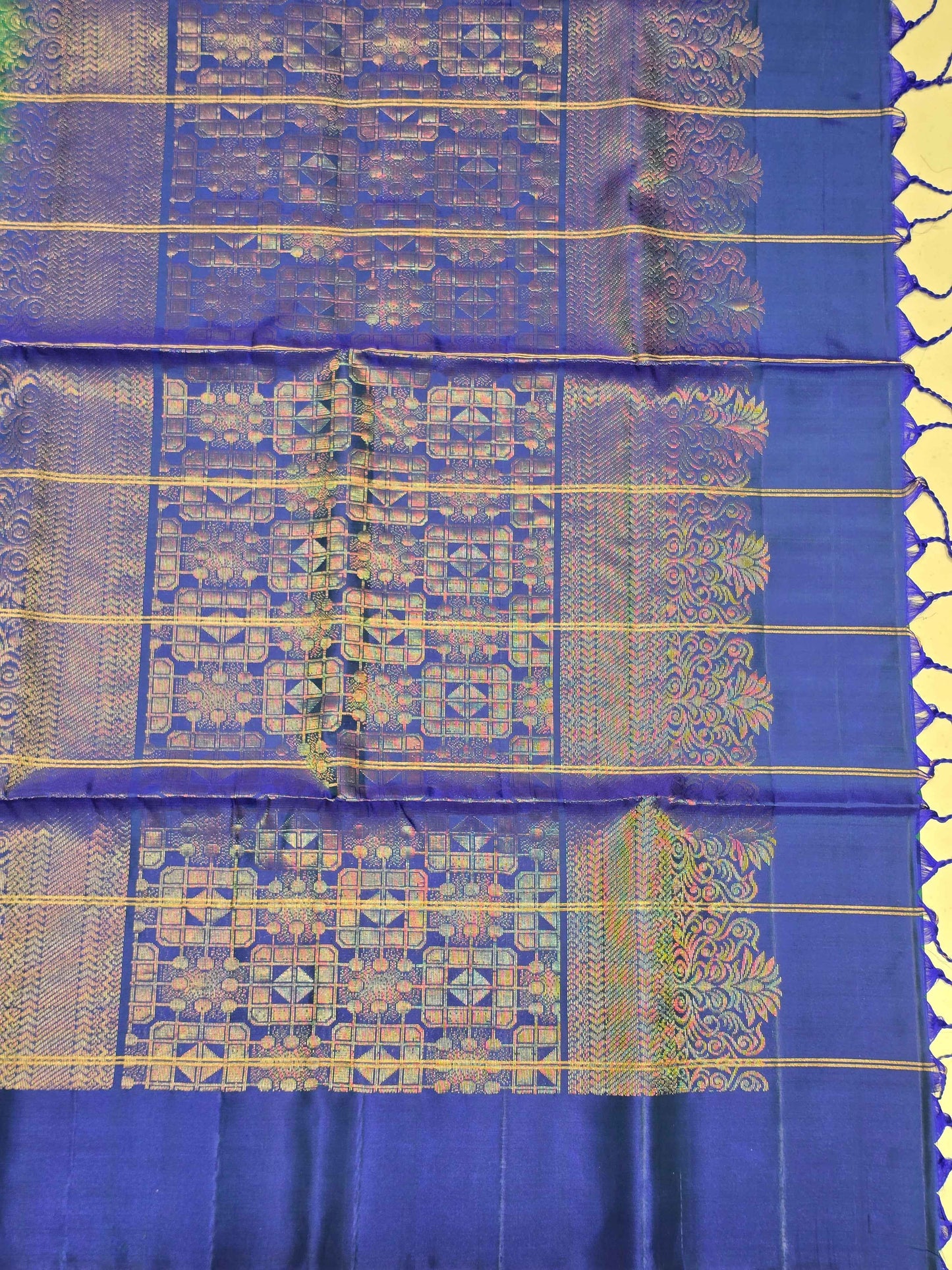 Pure softsilk saree , checked pattren with rudrakshi peacock motifs