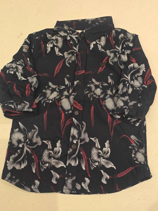 Cotton material black with red & white color shirt for boy