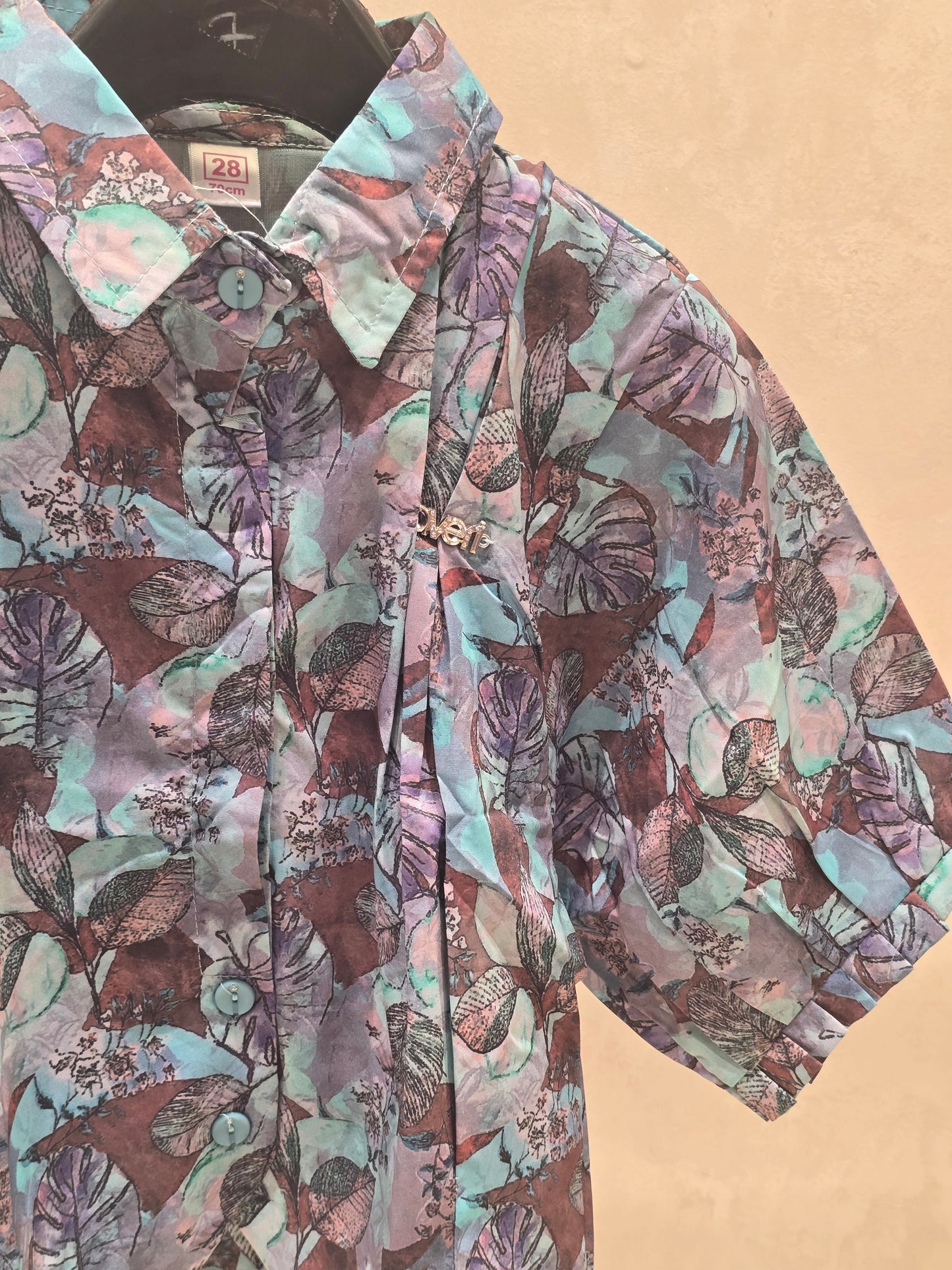 Girl Multi Leaf Printed Satin Western Shirt