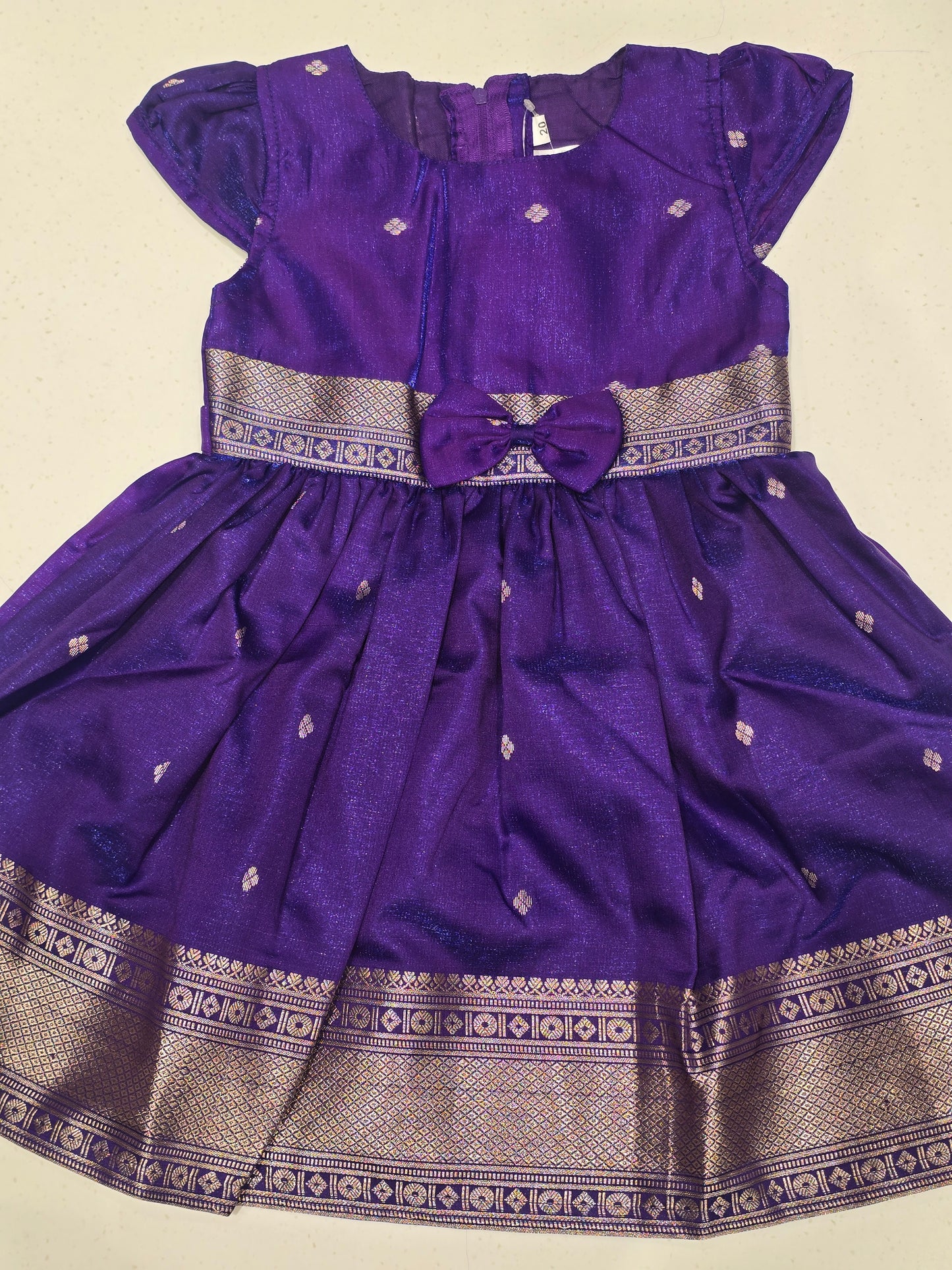 Tissue Material purple colour traditional frock for girl
