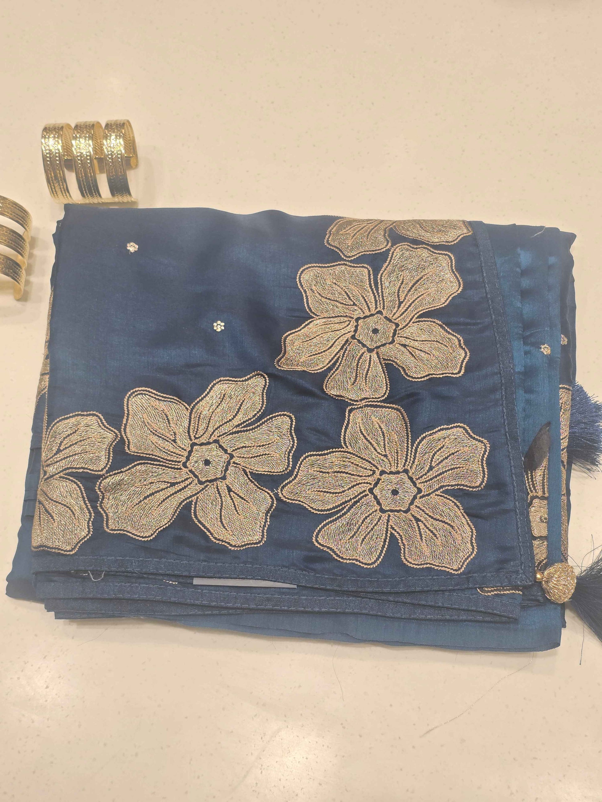 Tussar Saree with White Butta Work
