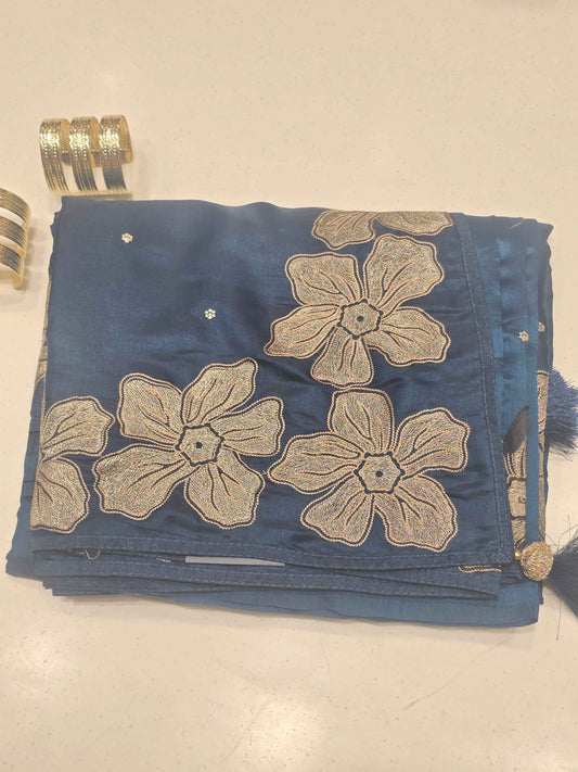 Tussar Saree with White Butta Work