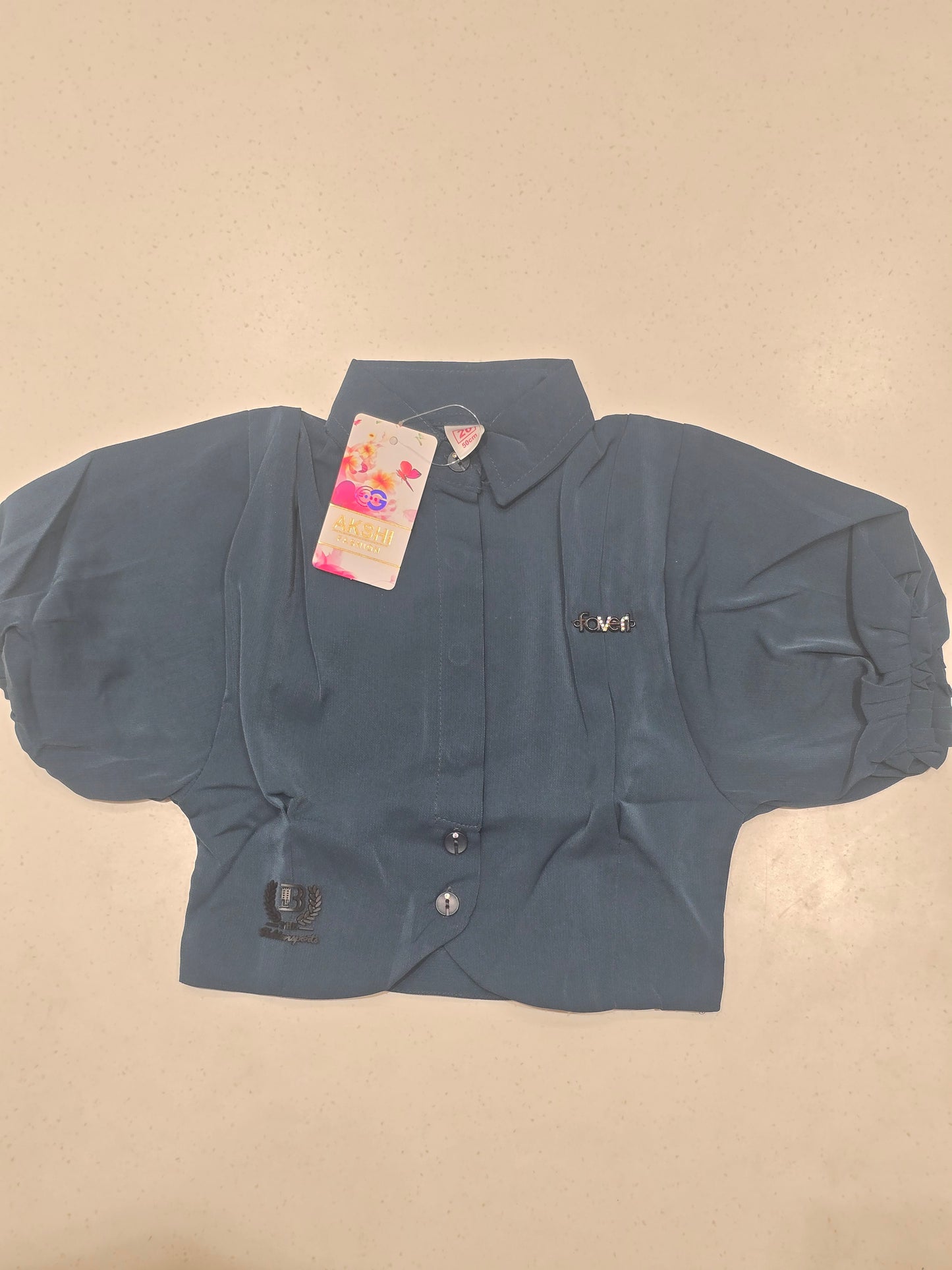 Girl Rama Green Satin Party Wear Fancy Top