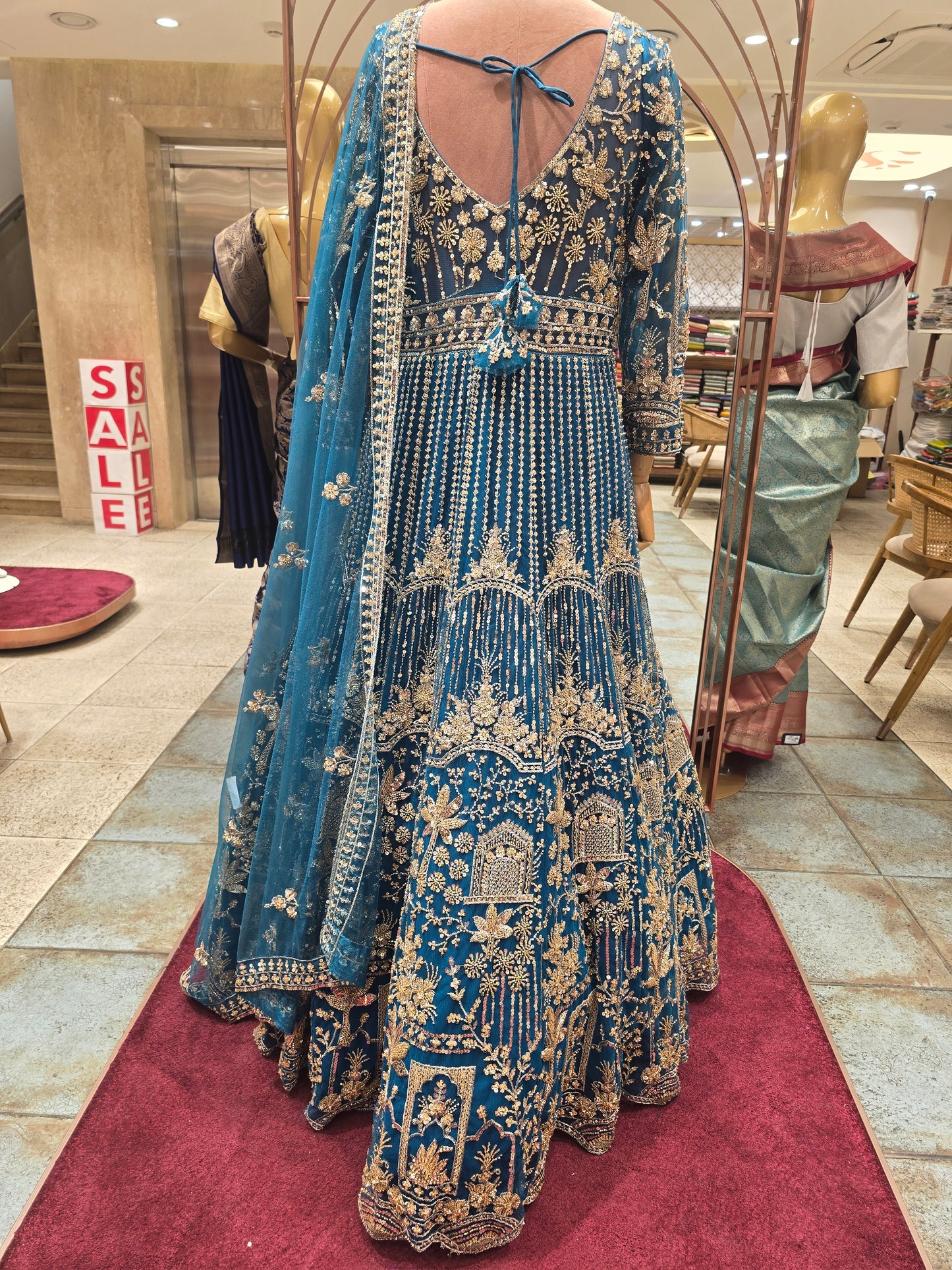 Exclusive Bridal lehanga in knitted material with handwork