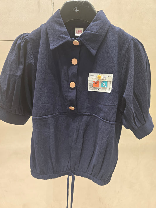 Girl Dark Blue Chiffon Western Top