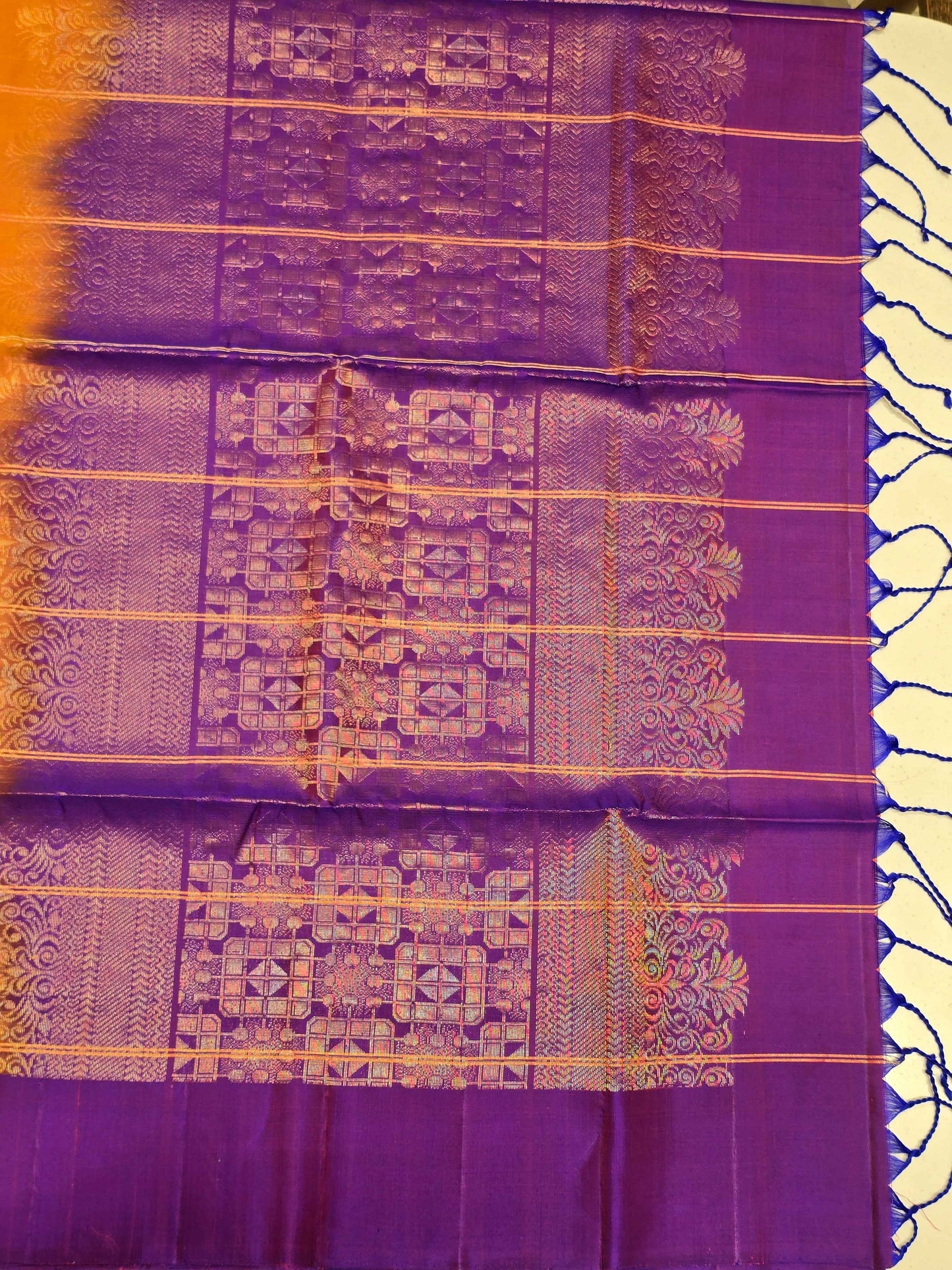 Pure softsilk saree , checked pattren with rudrakshi peacock motifs