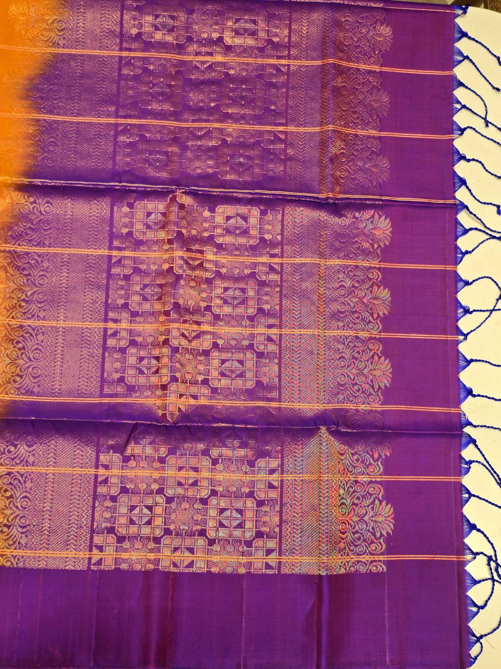 Pure softsilk saree , checked pattren with rudrakshi peacock motifs