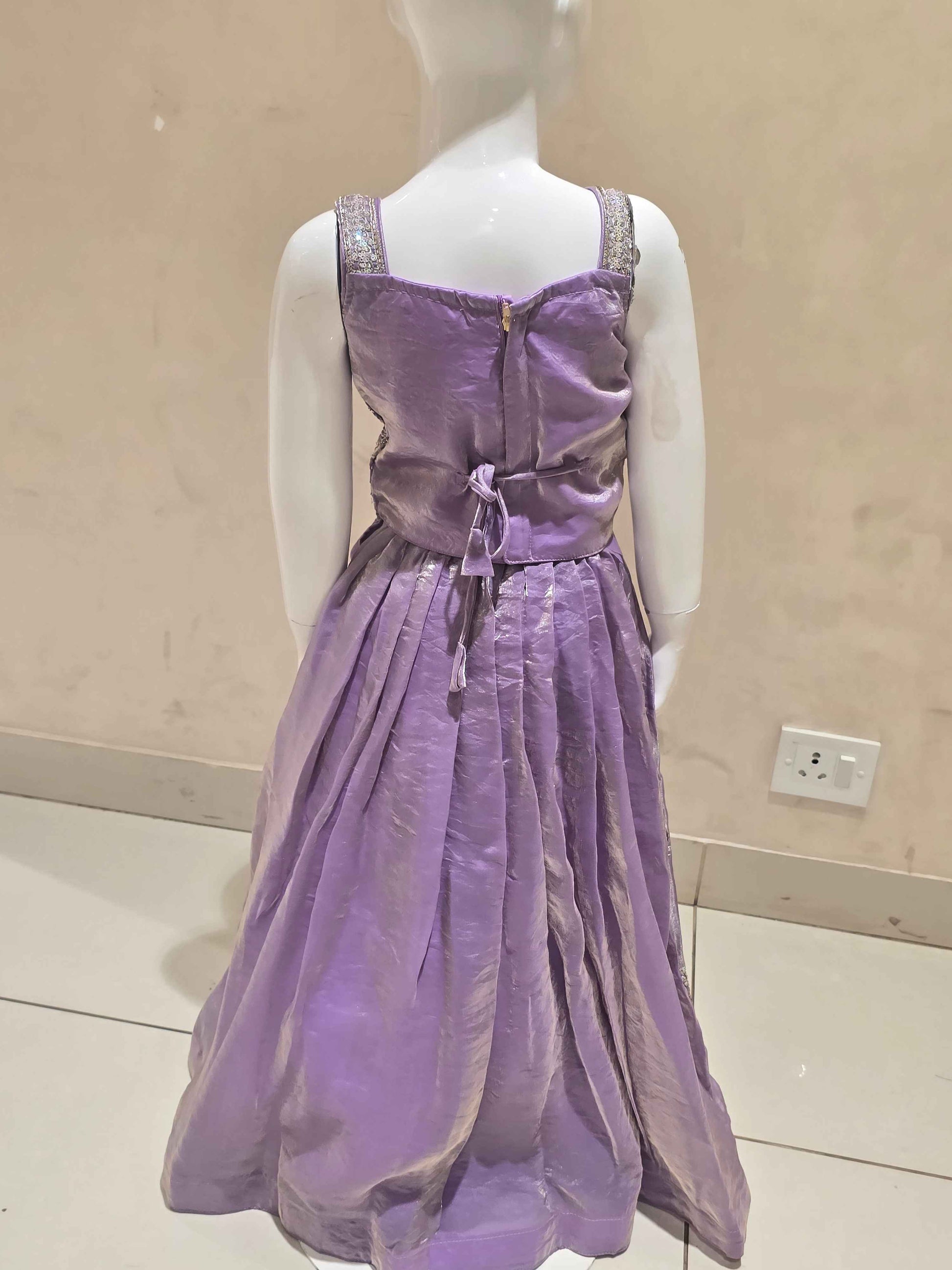 Lavender Organza Ghagra Choli for Girls