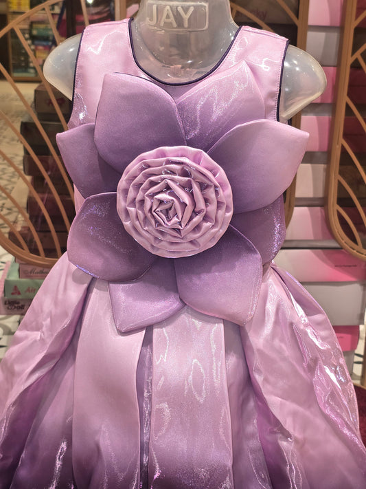 Girl Dual Colour Shining Satin Princess Gown