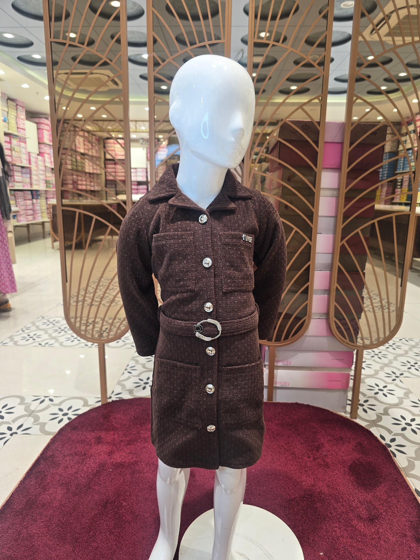 Girls Snuff Color Stretchable Western Dress