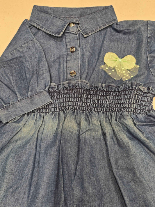 Girls Denim Fit-and-Flare Shirt Dress