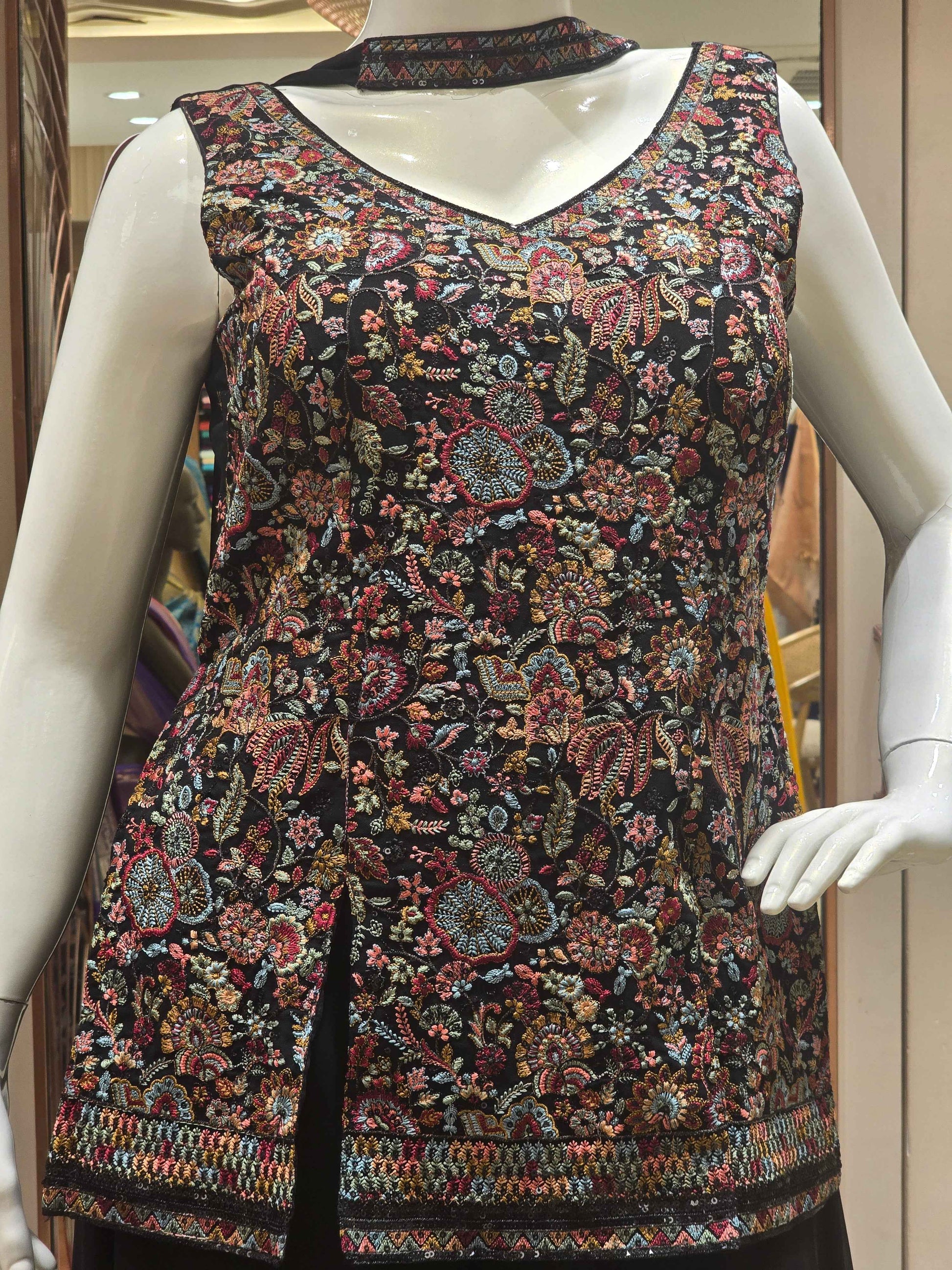 Shiffon georgette material black colour sharara