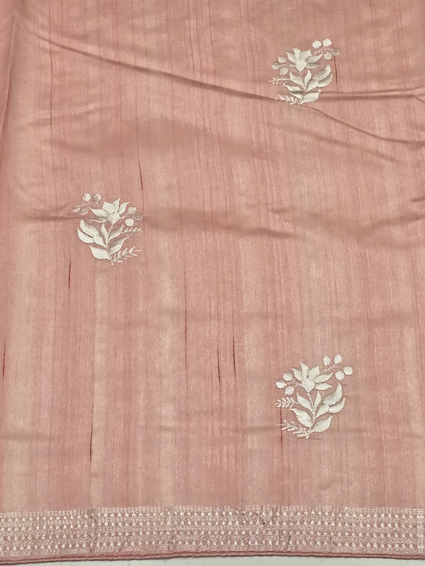 Peach Onion Pink Tussar Saree with Jute Finish