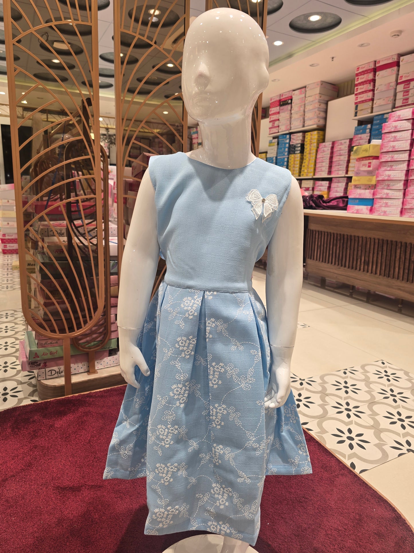 Girls Baby Pink Cotton Rubber Print Frock