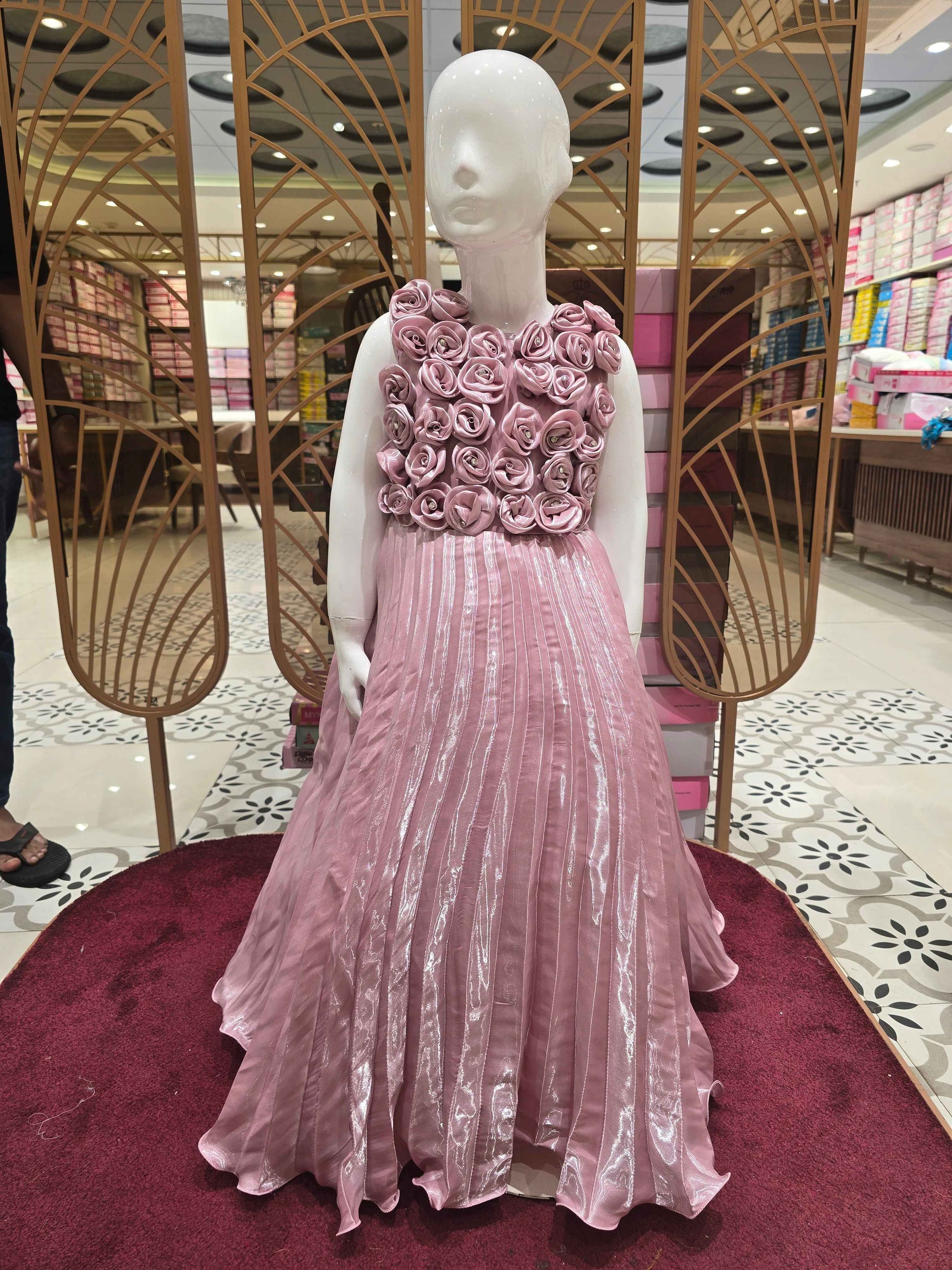 Girl Onion Pink Satin Party Wear Gown