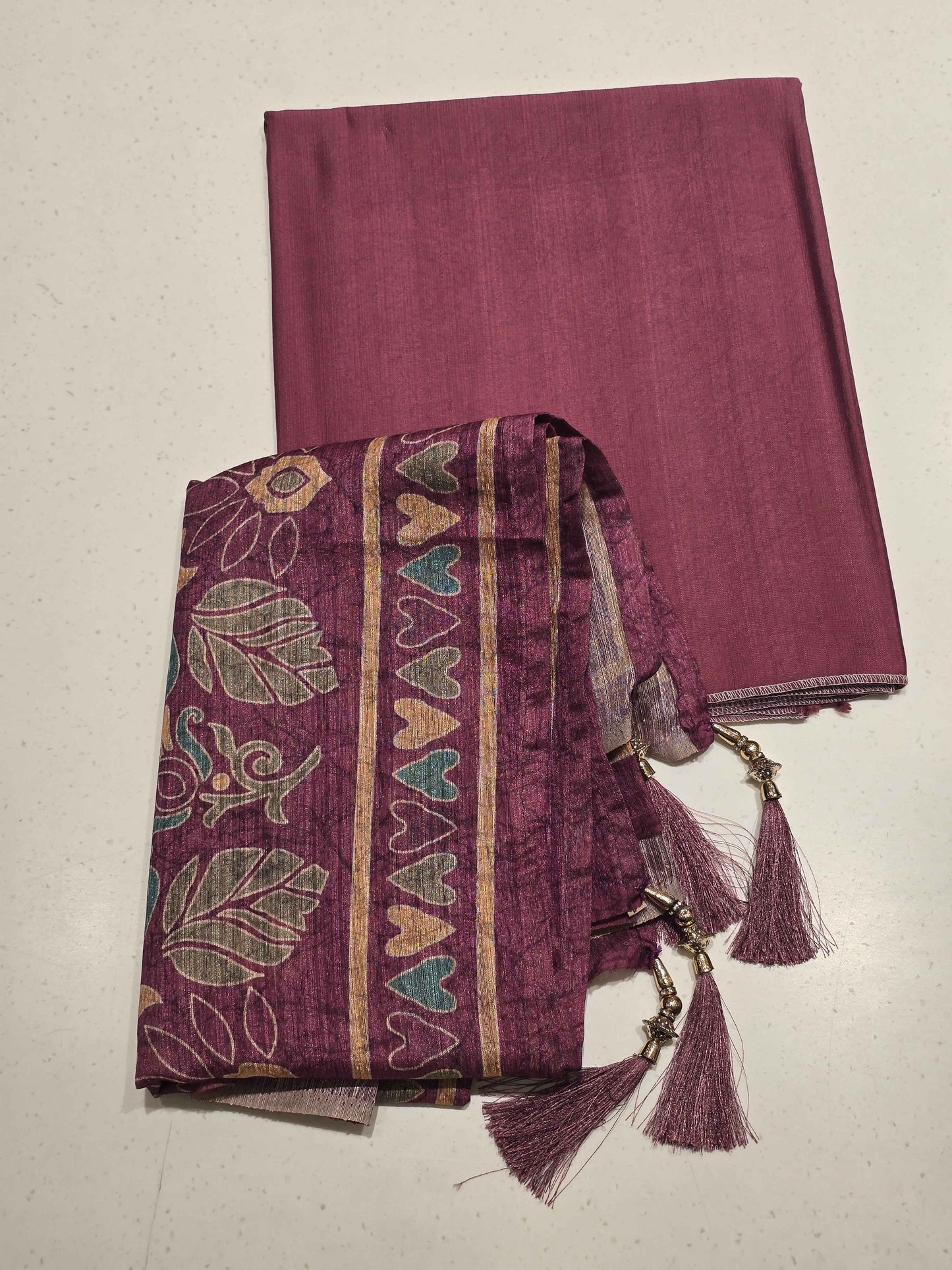Onion Pink Semi Cotton Dress Material