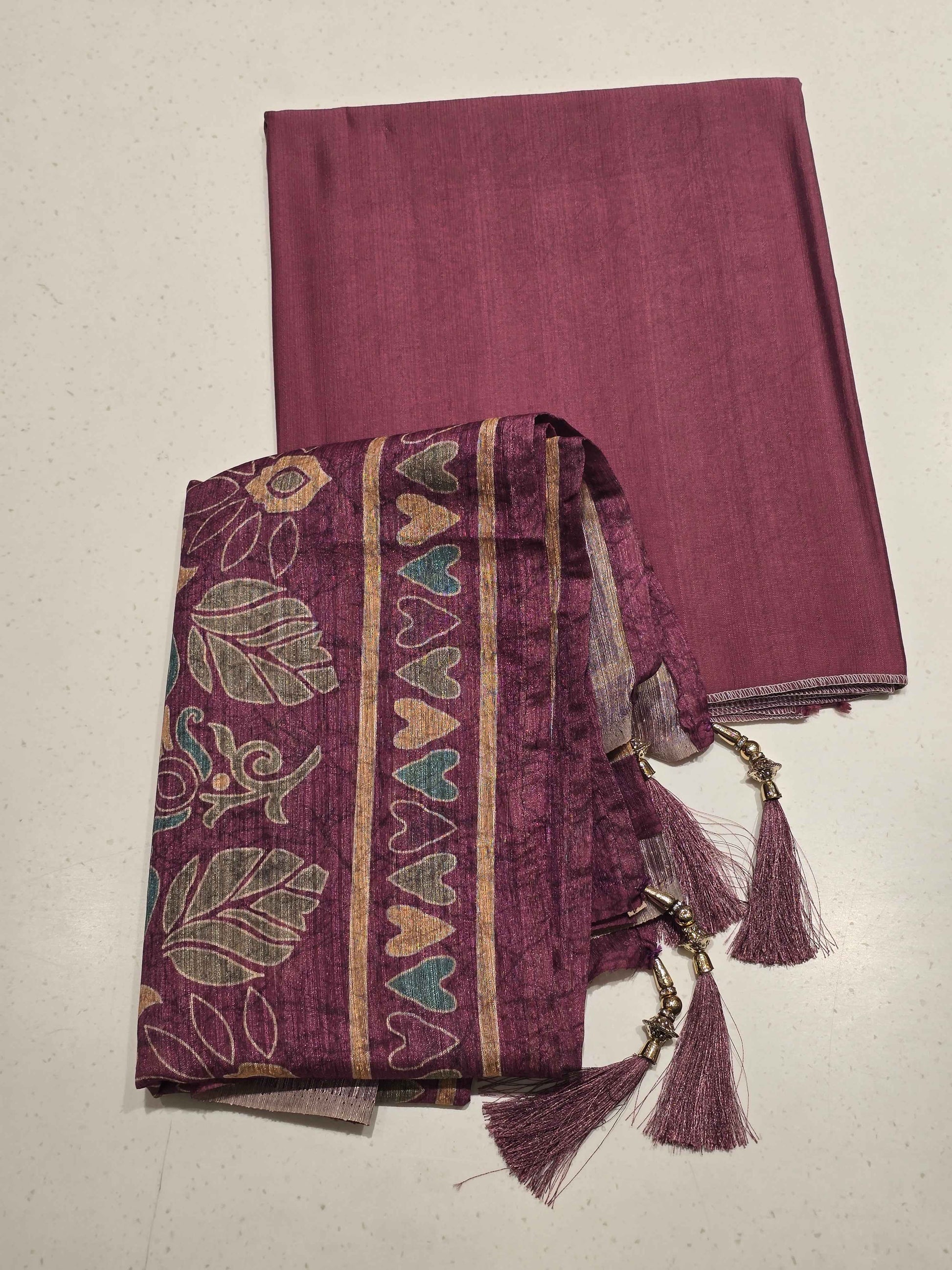 Onion Pink Semi Cotton Dress Material