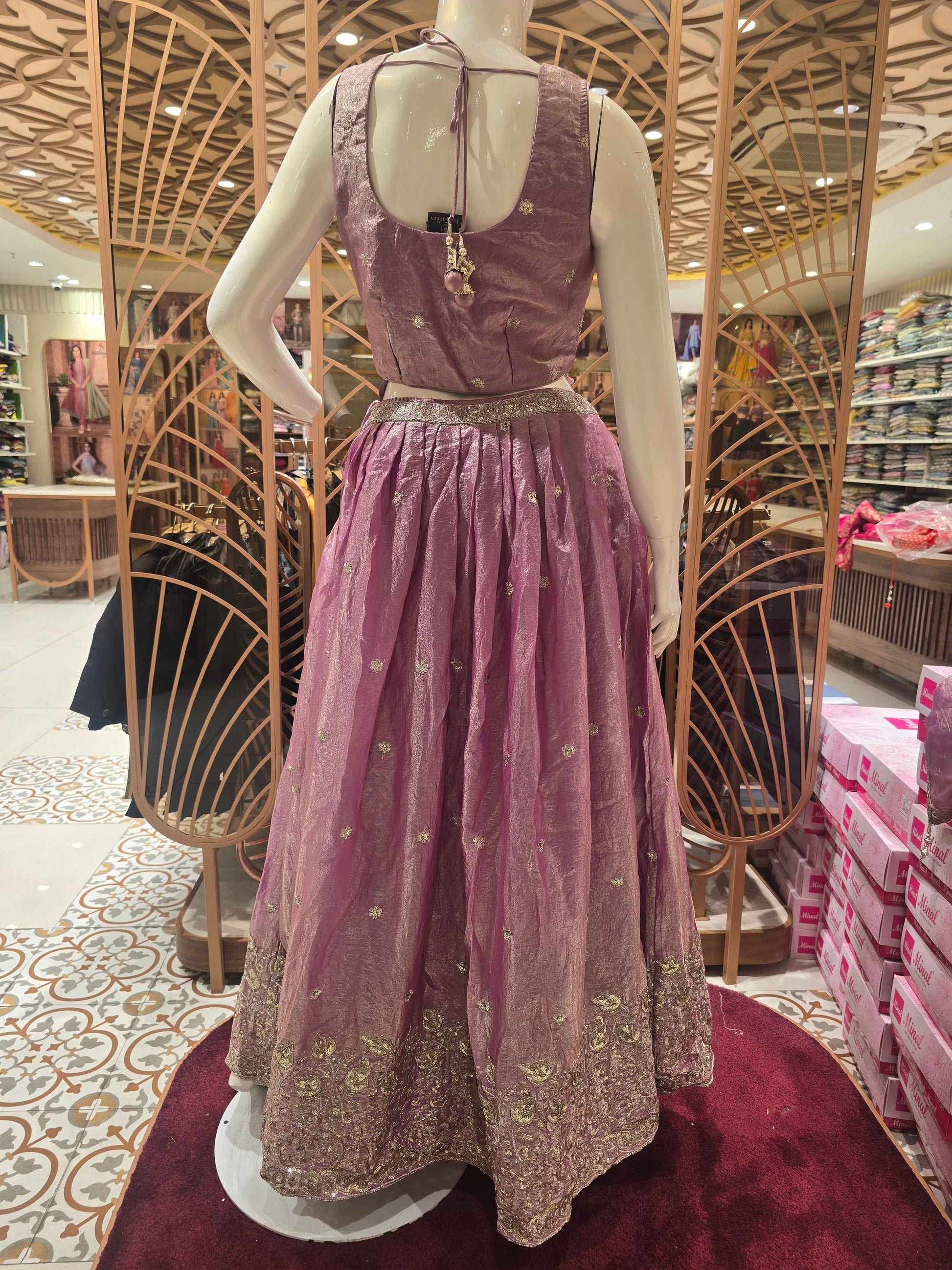 Women Lavender Organza Lehenga Set