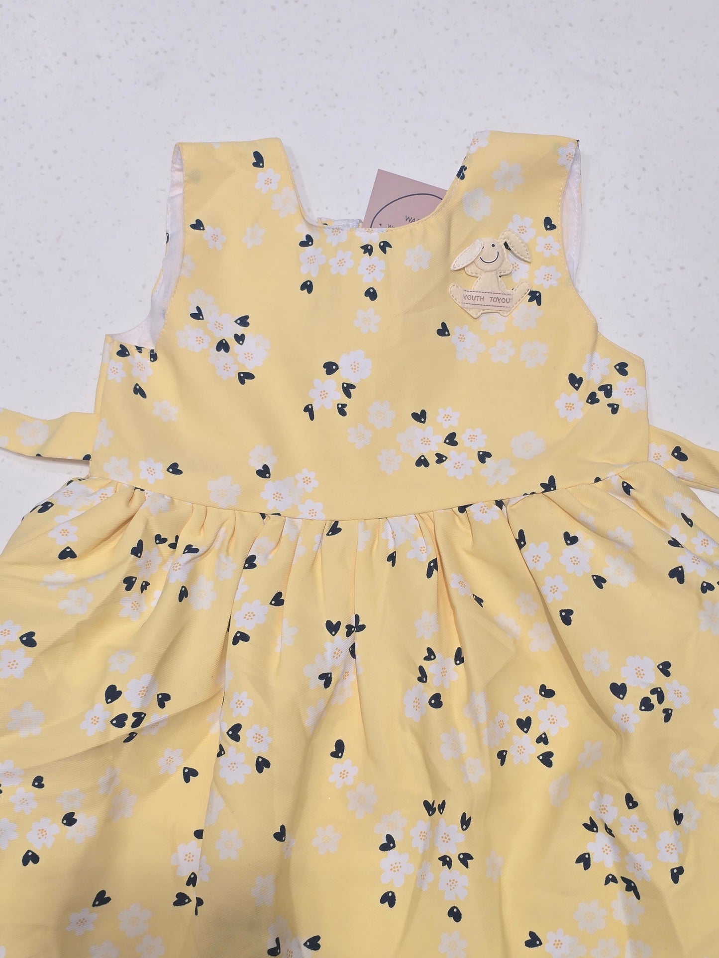 Baby Girl Lemon Yellow Cotton Printed Frock