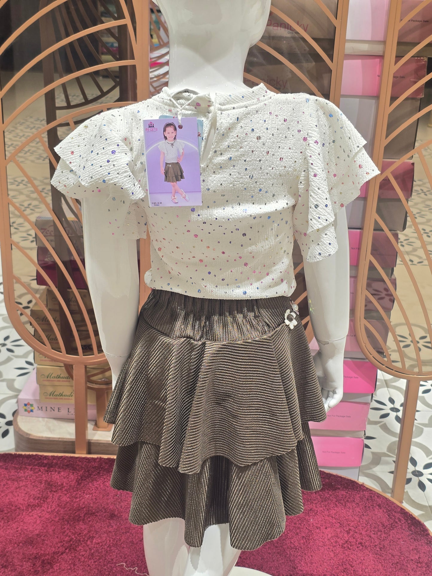 Girls Corduroy Midi Dress and Top Set