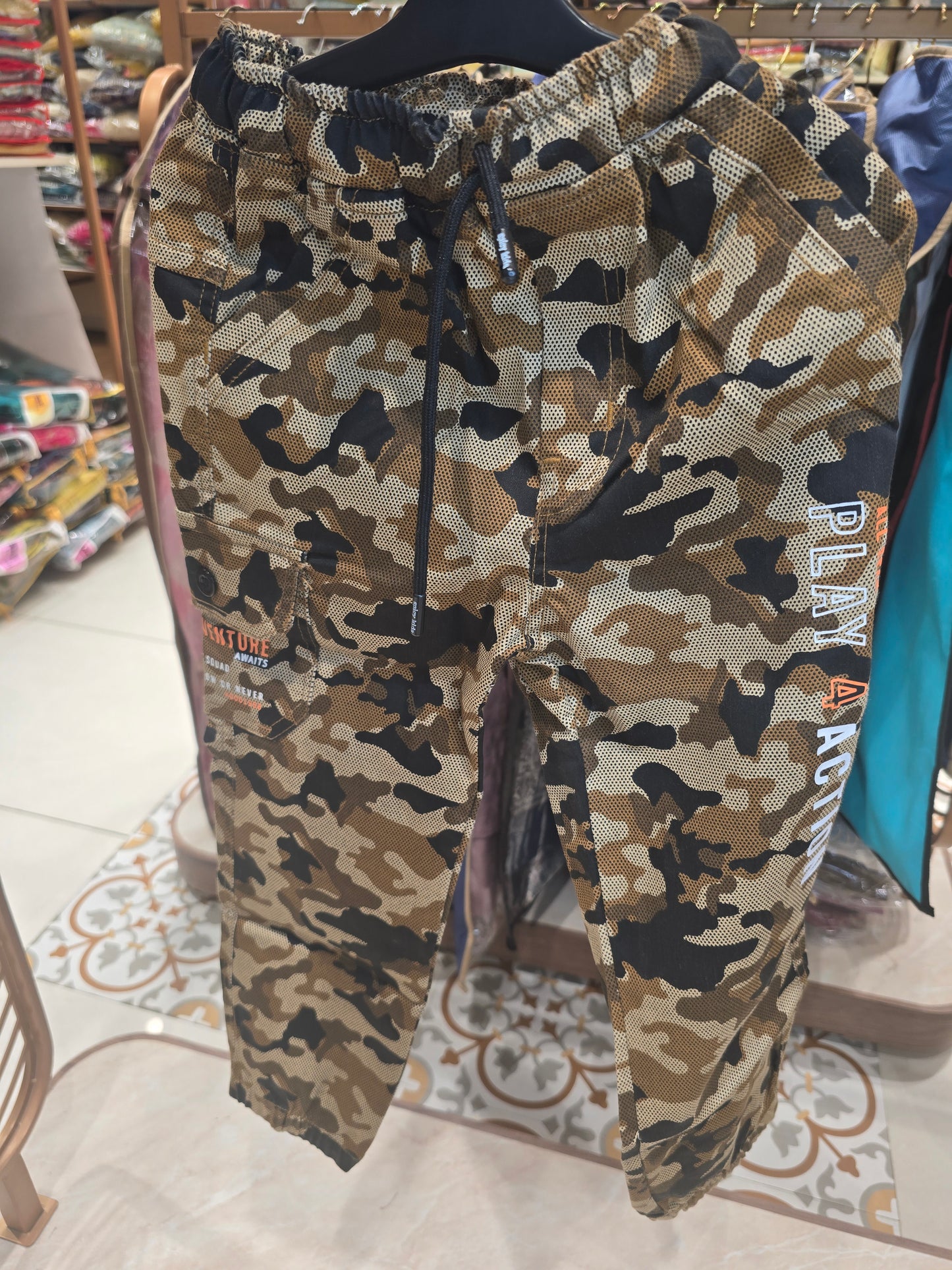 Kids Cotton Cargo Pant with Military Camouflage Pattern – Comfortable Summer Wear