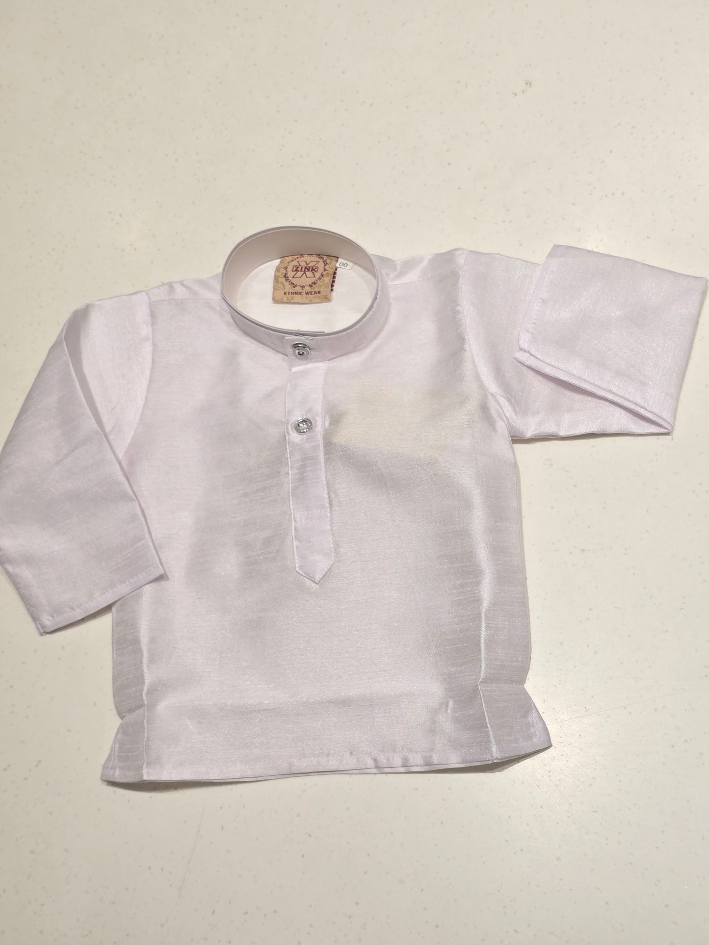 White Semi Silk Dhoti Set for Boys