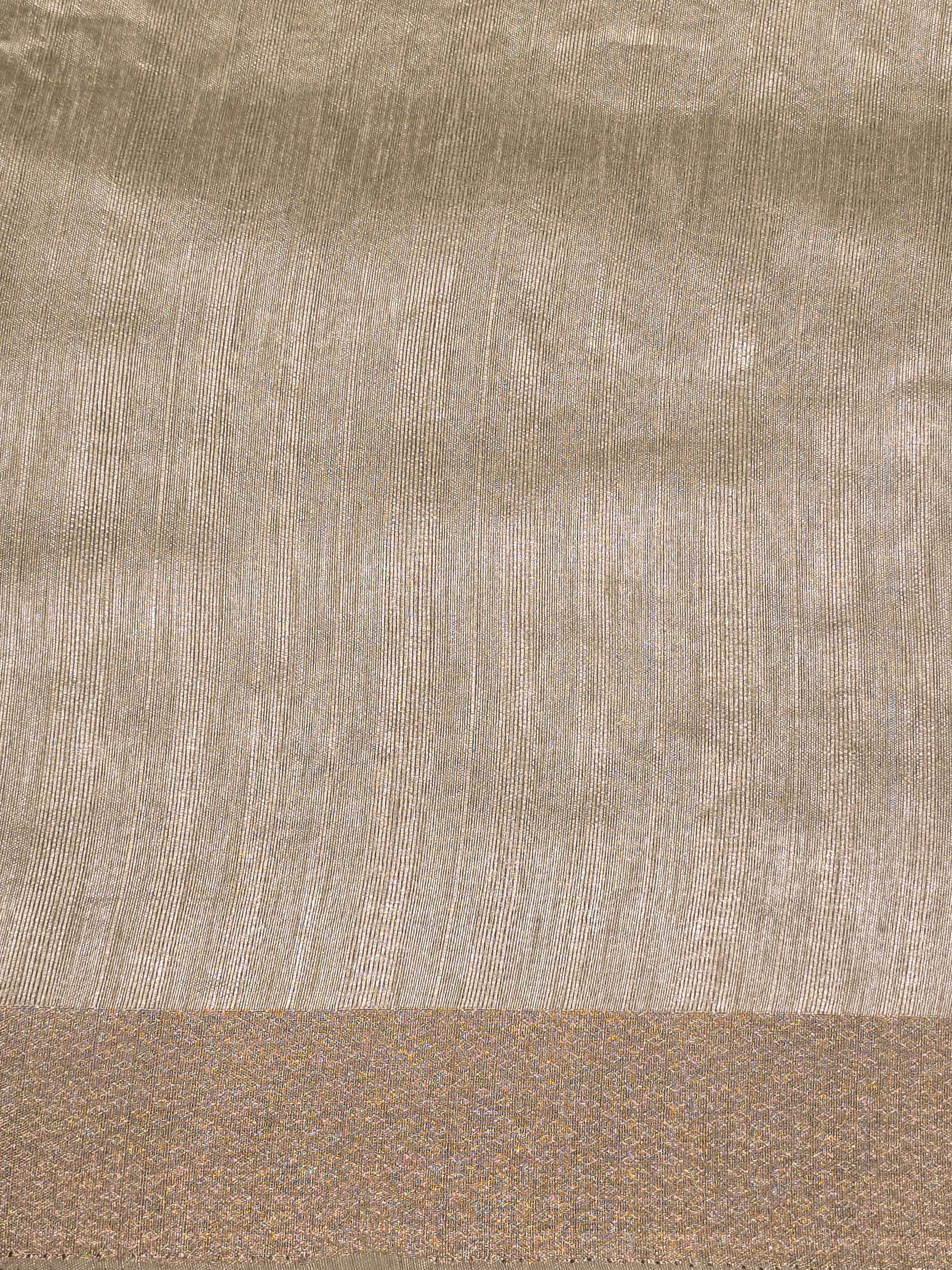 Tussar Saree with White Floral Embroidery
